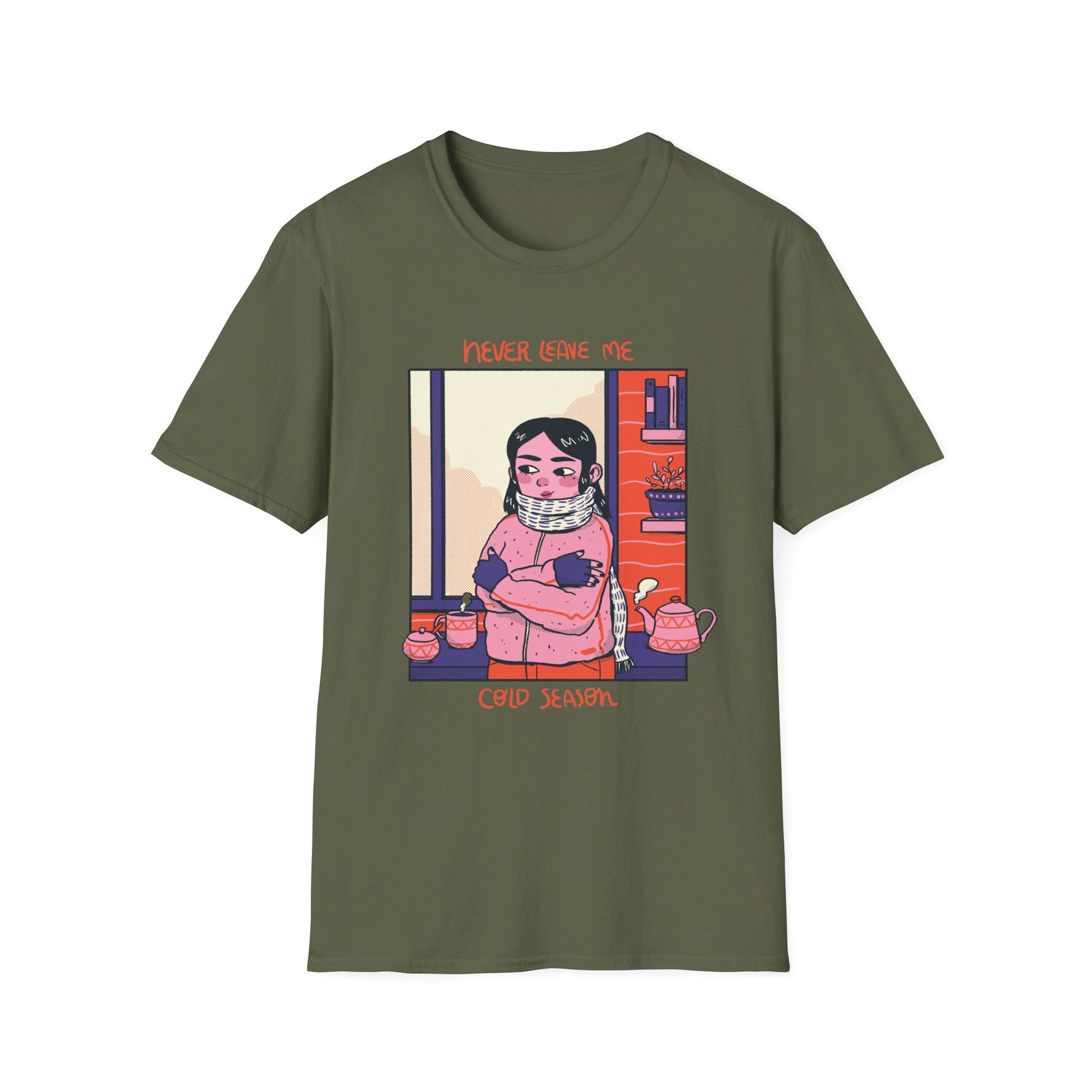 Girl in Winter Clothes - Cozy at Home - Front Design - Premium Bio Unisex T-Shirt - Pure Face Streetwear