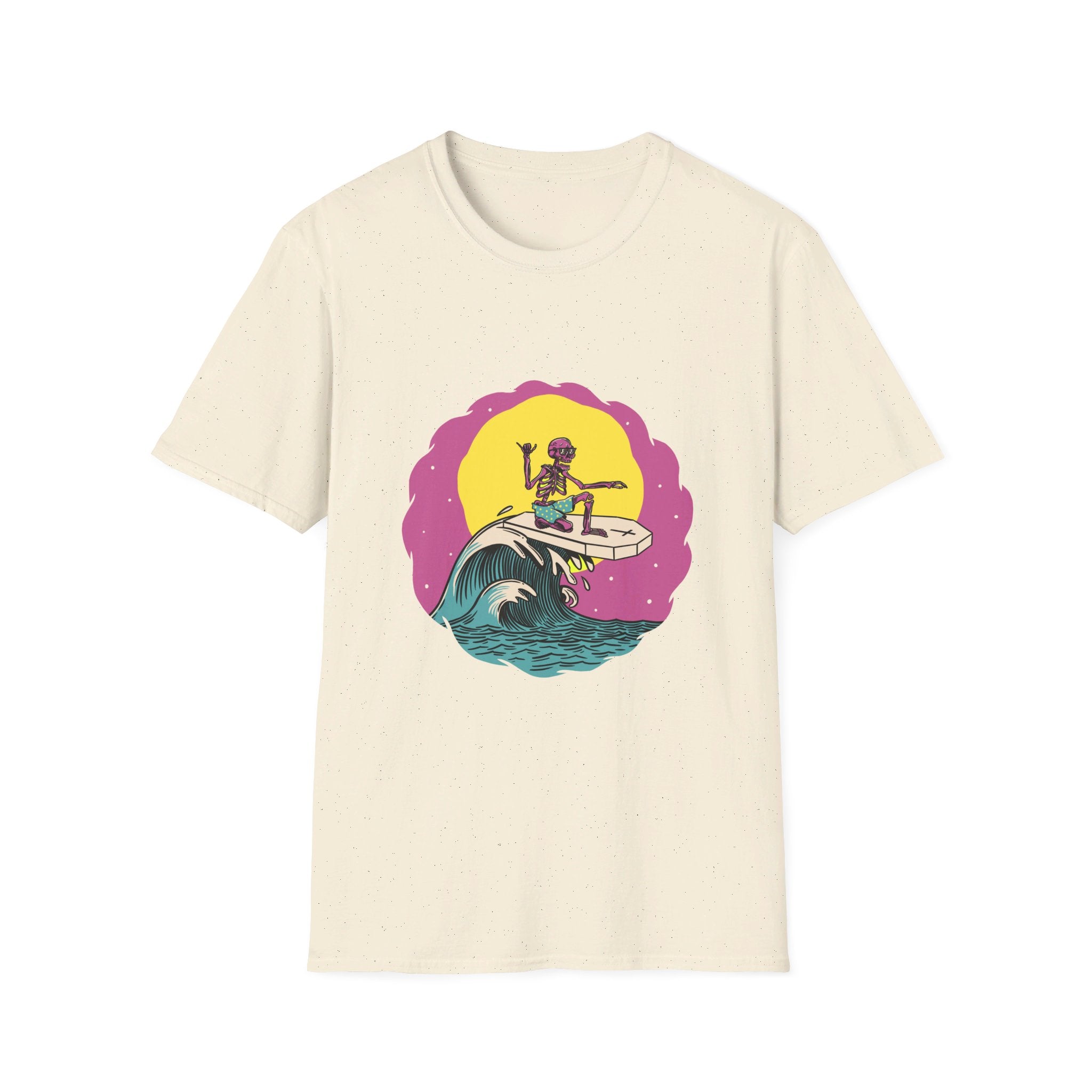 Skeleton surfing - Summer Skulls - Front Design - Premium Bio Unisex T-Shirt