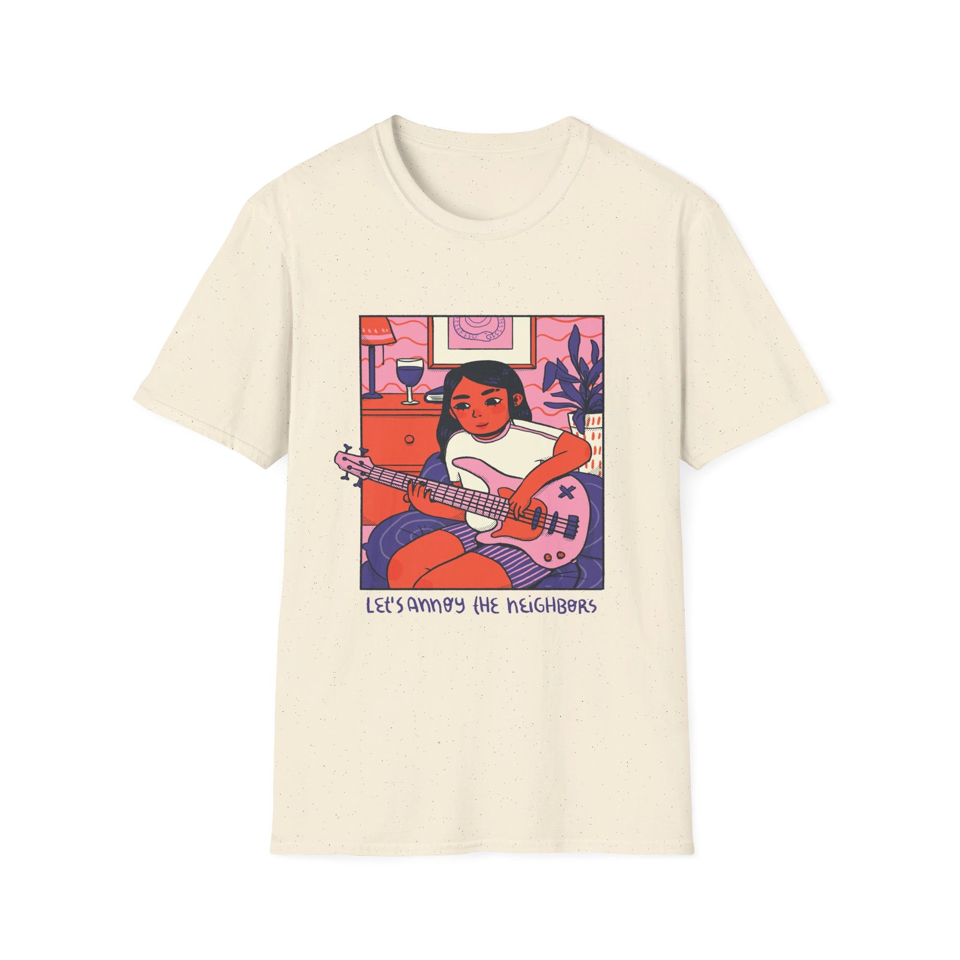 Girl playing Gitarre - Cozy at Home - Front Design - Premium Bio Unisex T-Shirt - Pure Face Streetwear