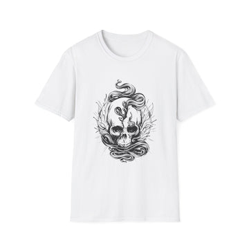 Skull with Cracks - Hand Drawn Dark Gothic - Unisex T-Shirt