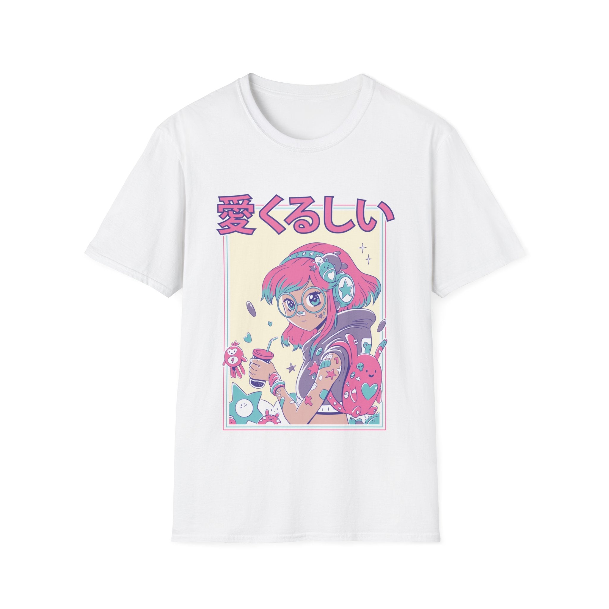 Cute Anime Girl with Glasses - Harajuku Anime Girl - Unisex T-Shirt