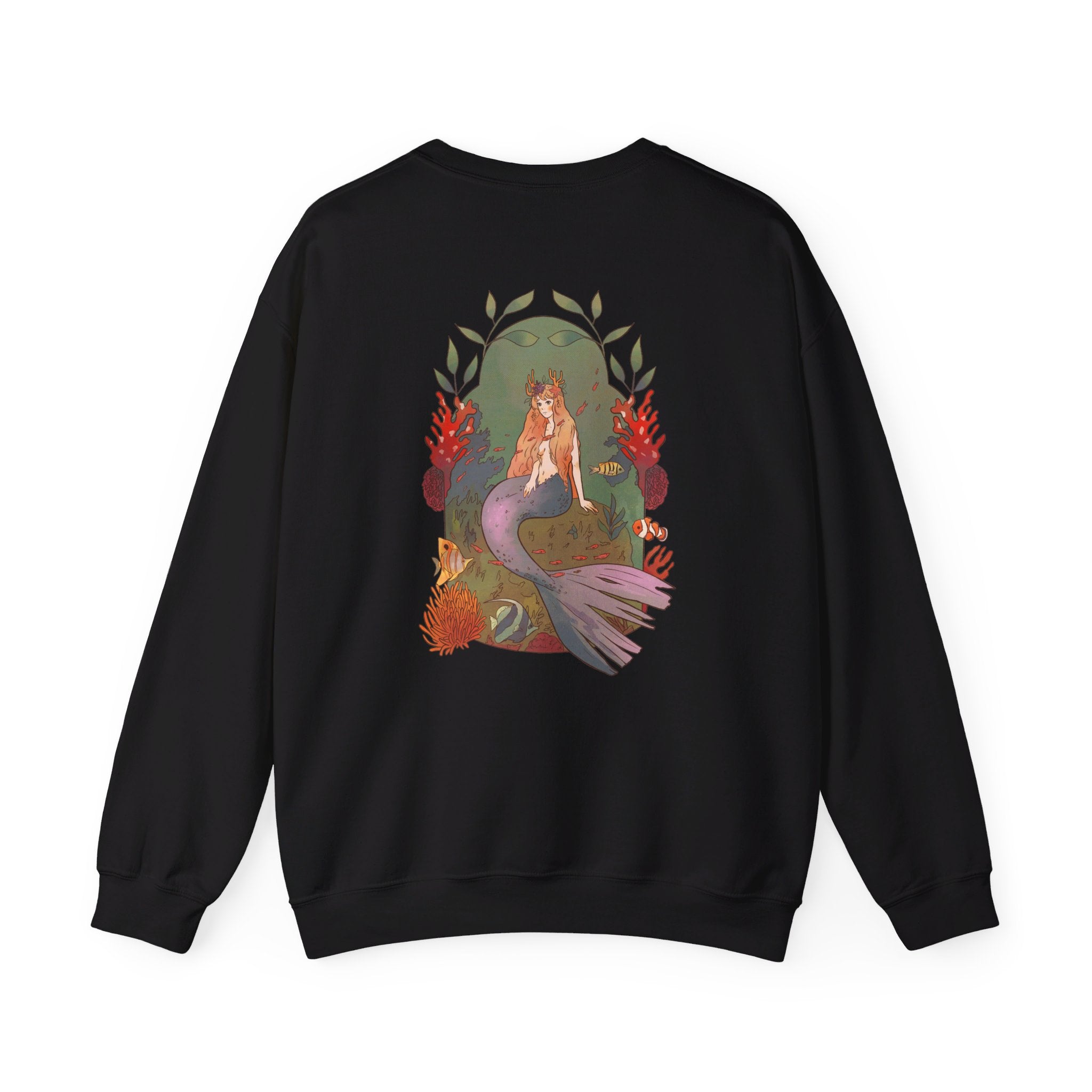 Fantasy Mermaid - Fairy Tail World - Back Design - Premium Unisex Heavy Blend™ Crewneck Sweatshirt