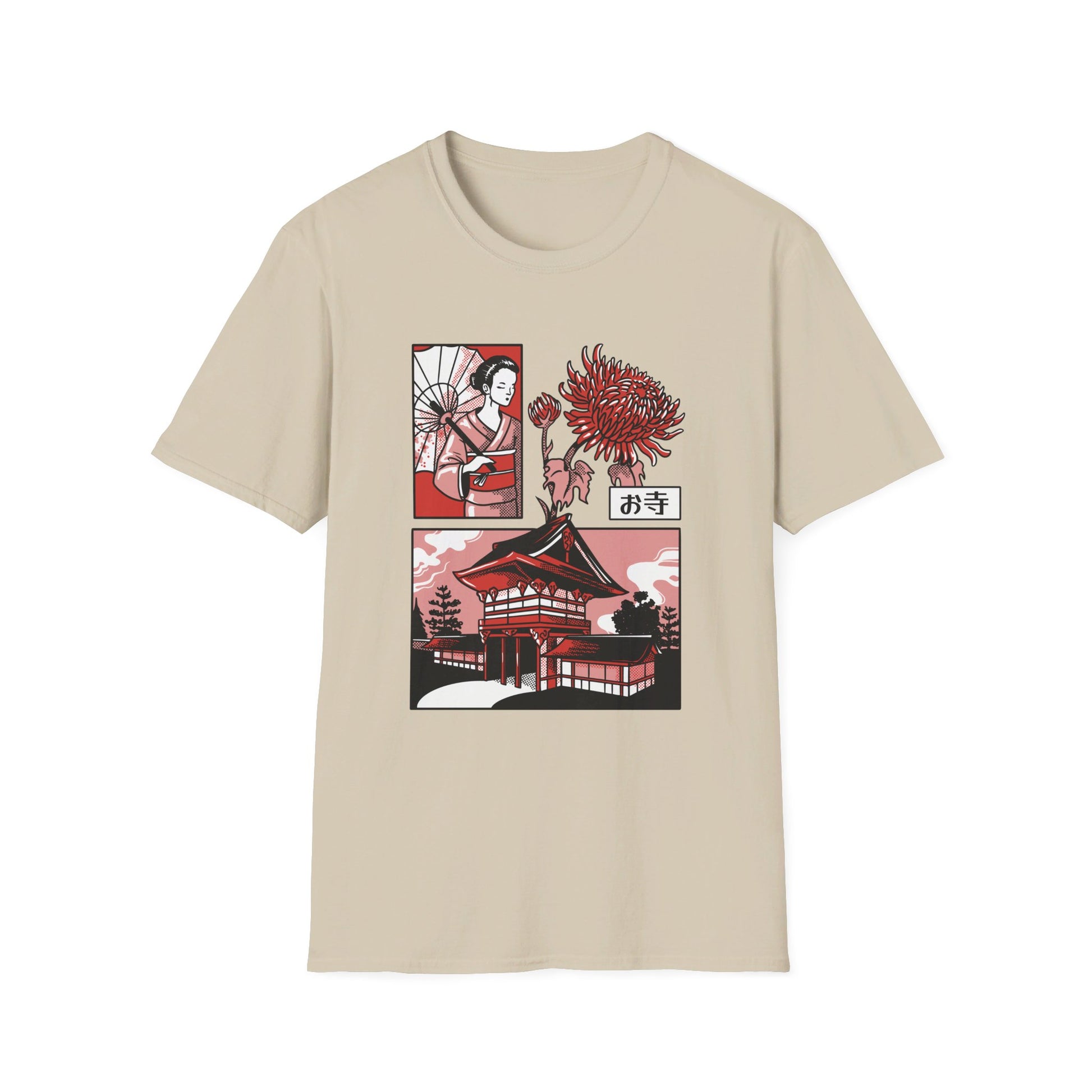 Japanese Temple Geisha - Slice Of Life - Front Design - Premium Bio Unisex T-Shirt - Pure Face Streetwear