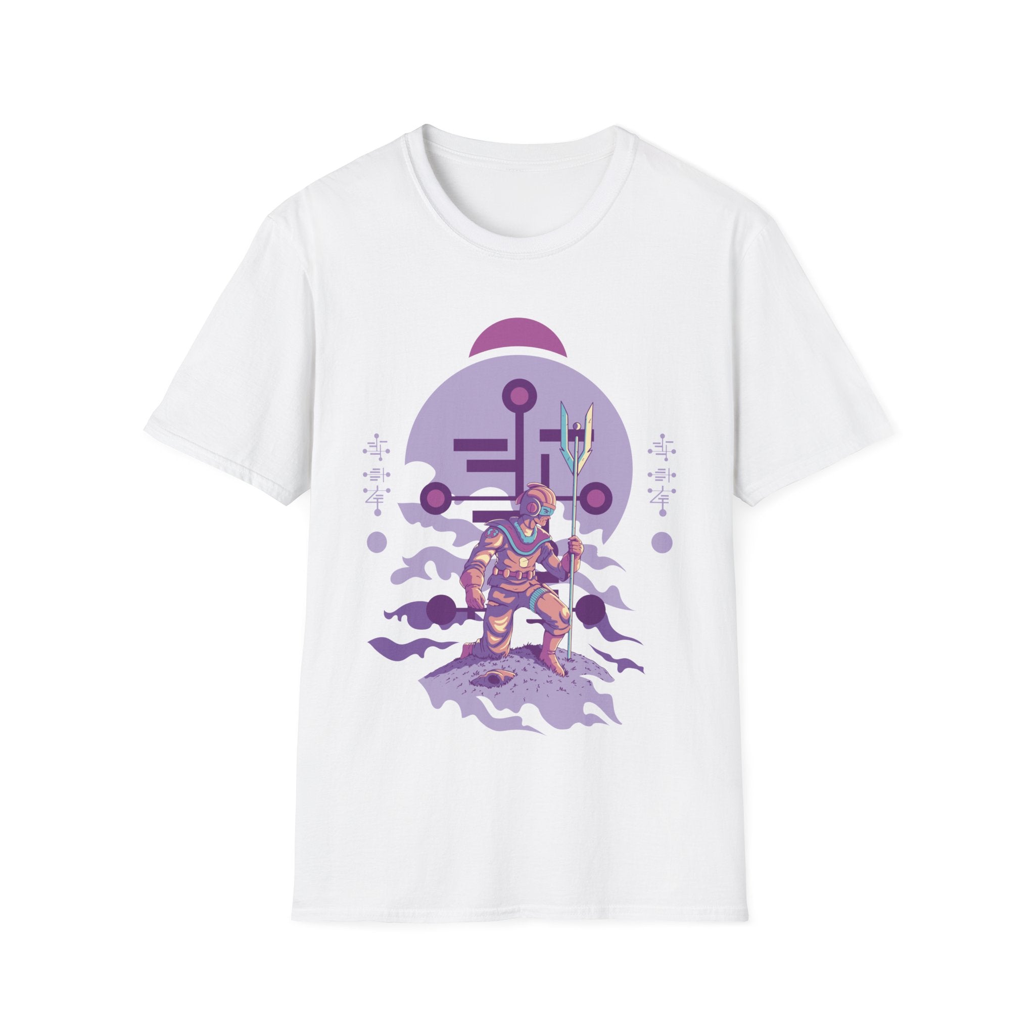 Humanoid Alien kneeling with staff and helmet - Alien Warrior - Unisex T-Shirt