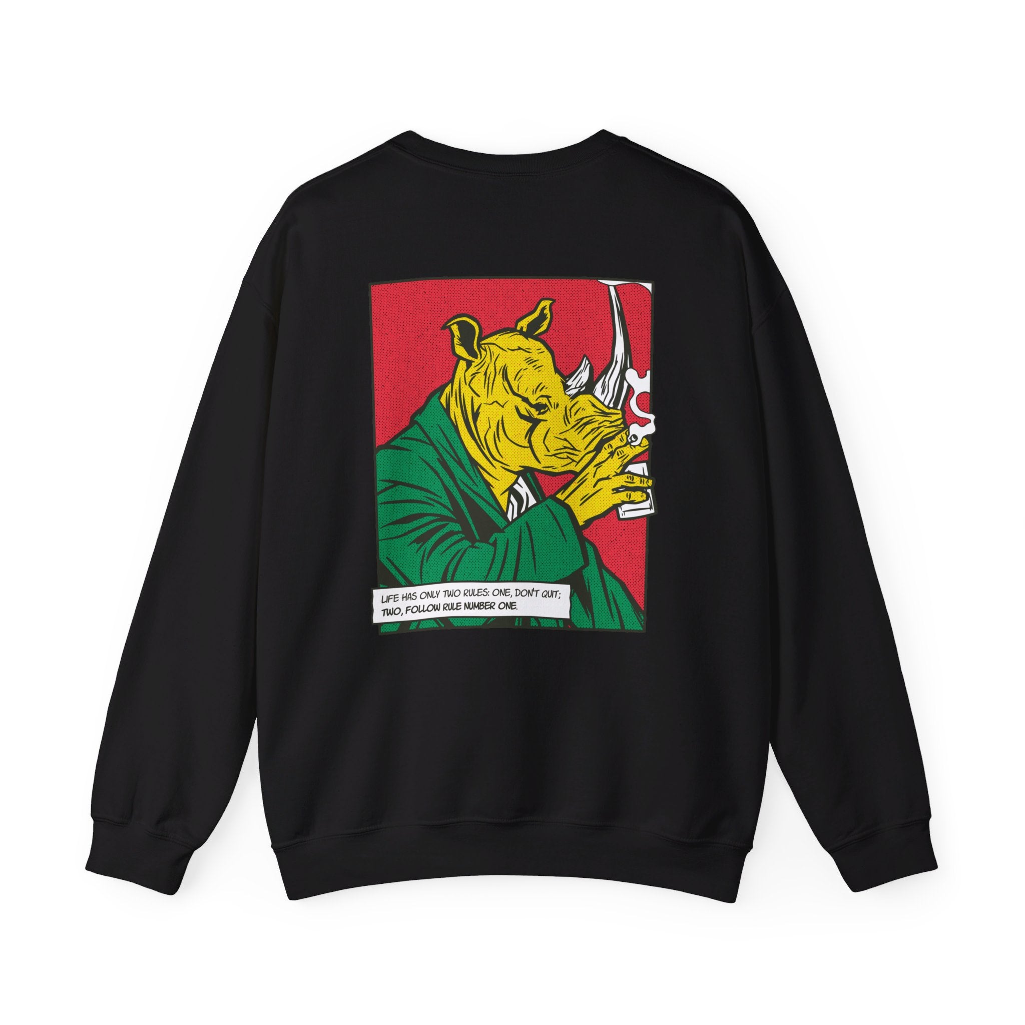 The Rhinoceros - Comic Mafia - Back Design - Premium Unisex Heavy Blend™ Crewneck Sweatshirt