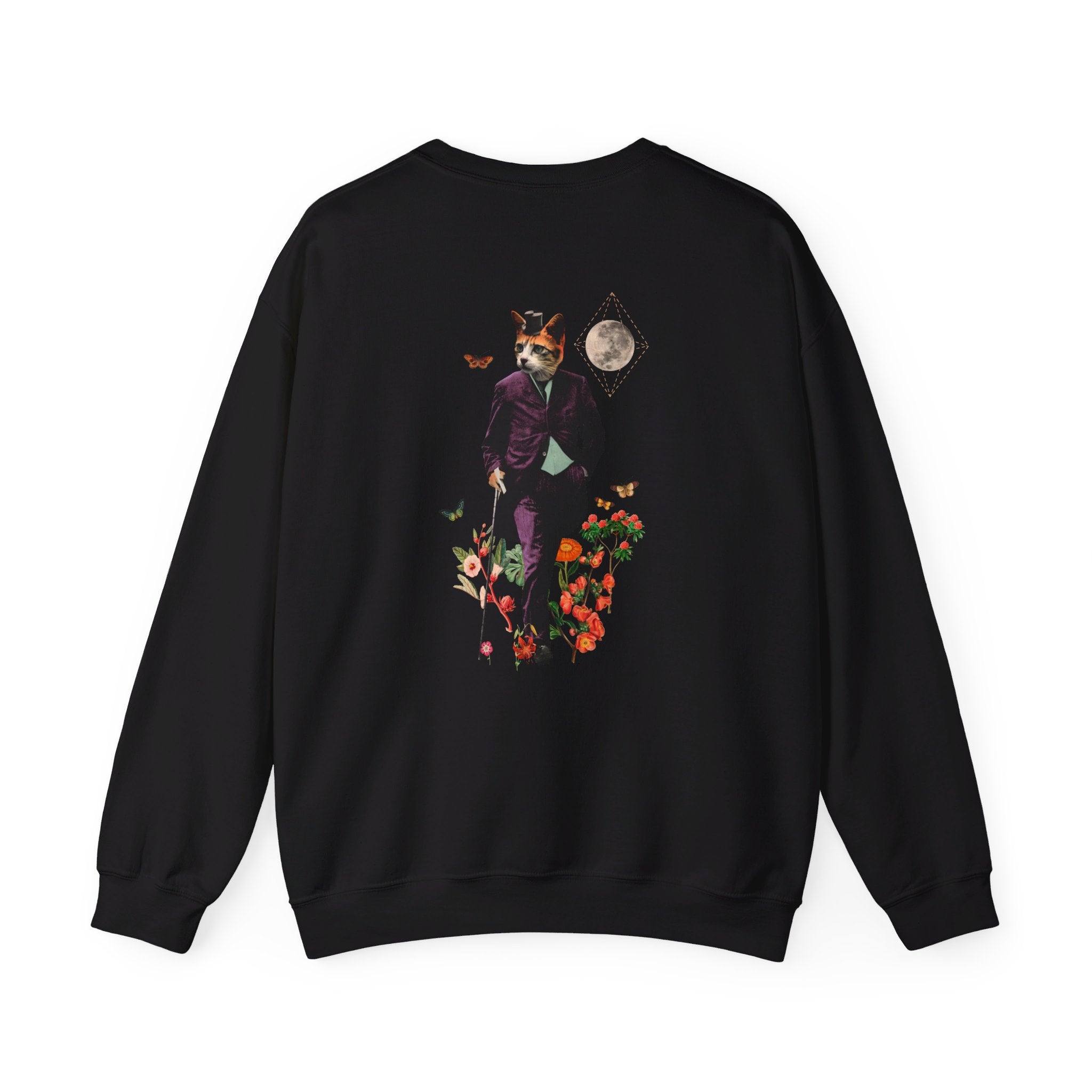 Cat - Animal Human - Back Design - Premium Unisex Heavy Blend™ Crewneck Sweatshirt