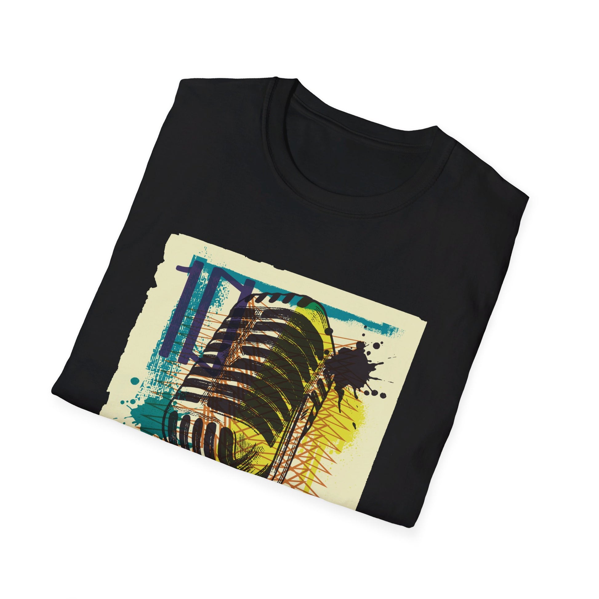 Old Microphone - Urban Graffiti - Front Design - Premium Bio Unisex T-Shirt - Pure Face Streetwear