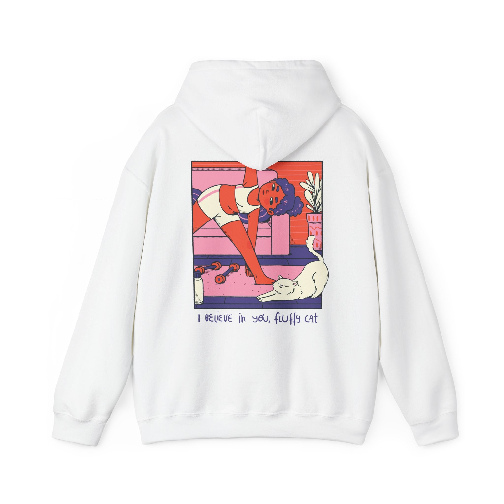 Girl doing Yoga with Cat - Cozy at Home - Unisex Hoodie