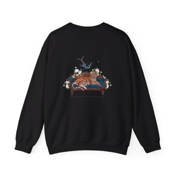 Tiger - Quirky Collage - Back Design - Premium Unisex Heavy Blend™ Crewneck Sweatshirt