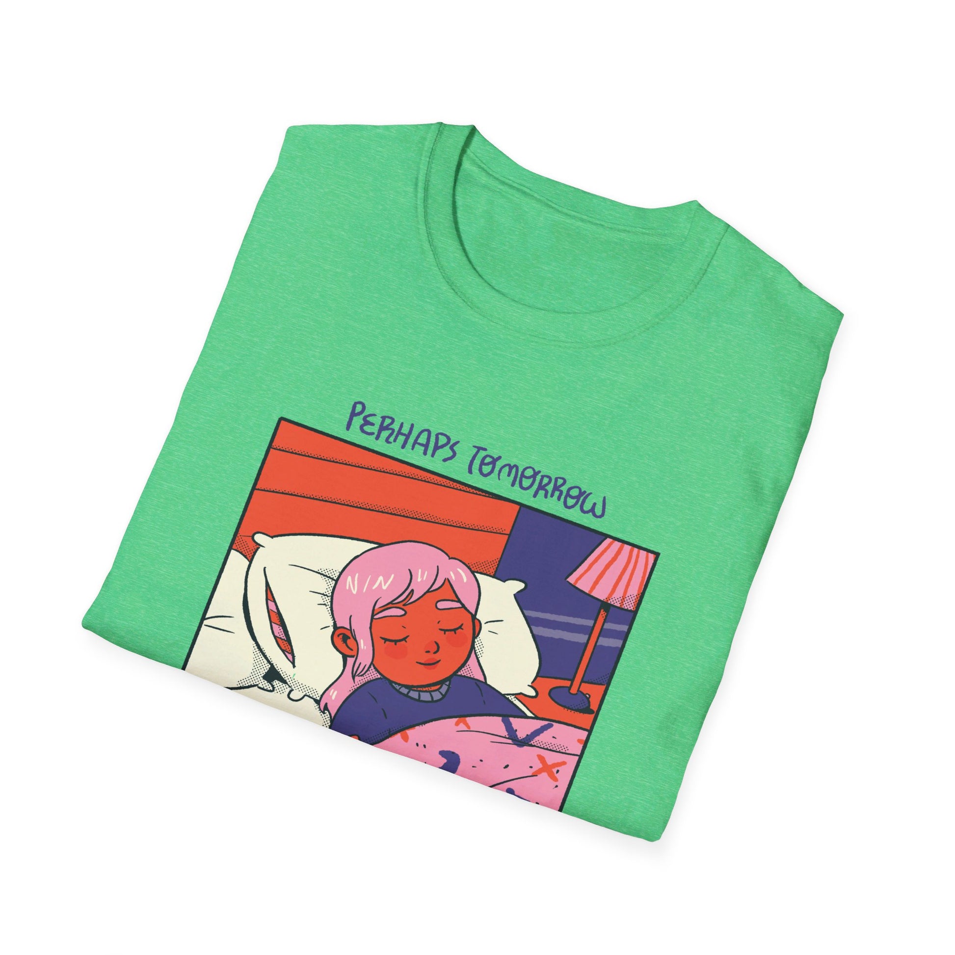 Girl and Cat sleeping cozy - Cozy at Home - Front Design - Premium Bio Unisex T-Shirt - Pure Face Streetwear