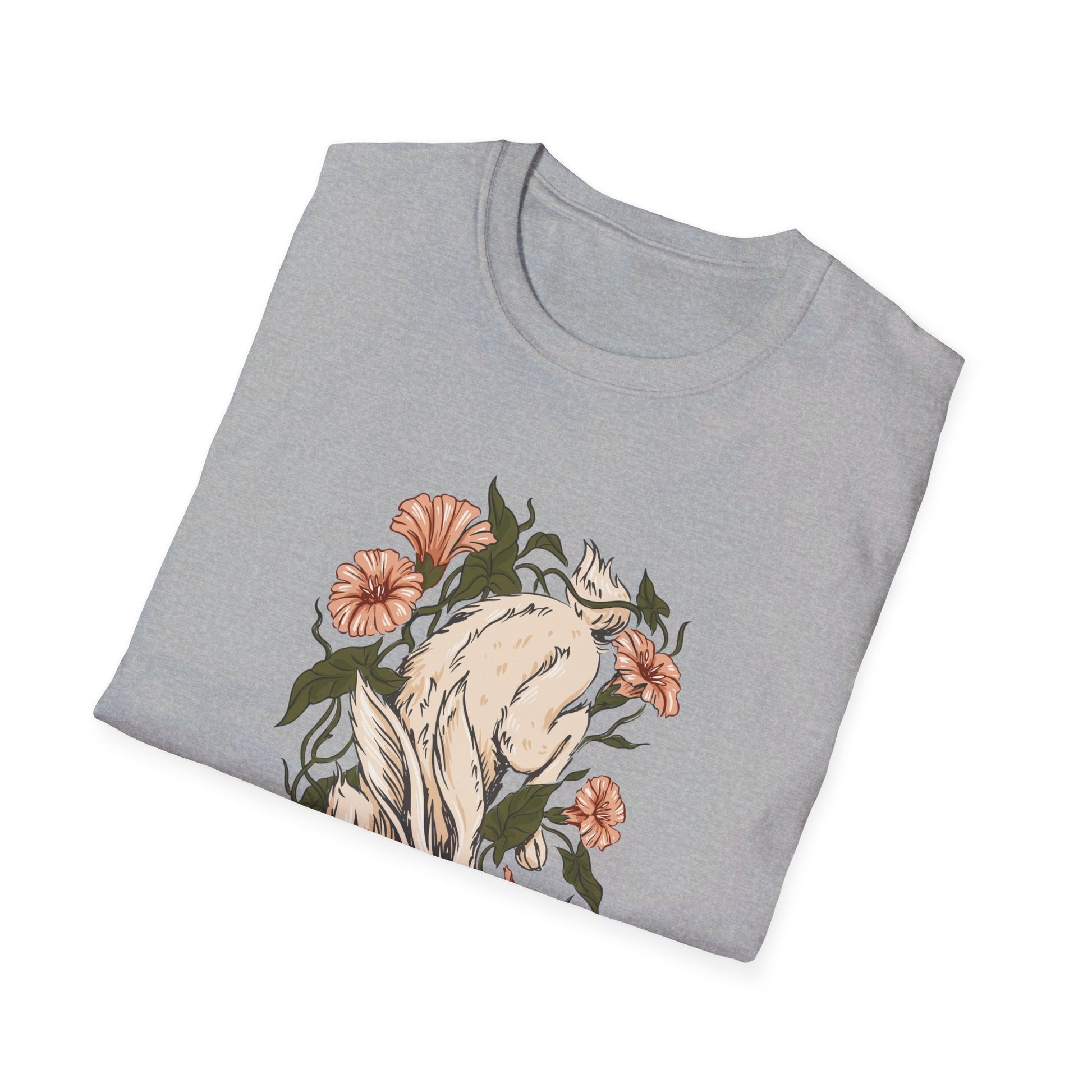 Hare Rabbit Ivy Flowers - Animals In Nature - Front Design - Premium Bio Unisex T-Shirt - Pure Face Streetwear