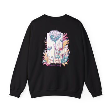 Cornflower - Flowers with Fairies - Back Design - Premium Unisex Heavy Blend™ Crewneck Sweatshirt