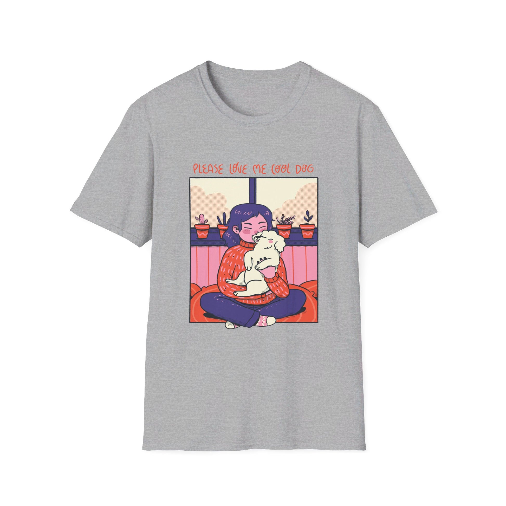 Girl and Dog cozy - Cozy at Home - Front Design - Premium Bio Unisex T-Shirt - Pure Face Streetwear