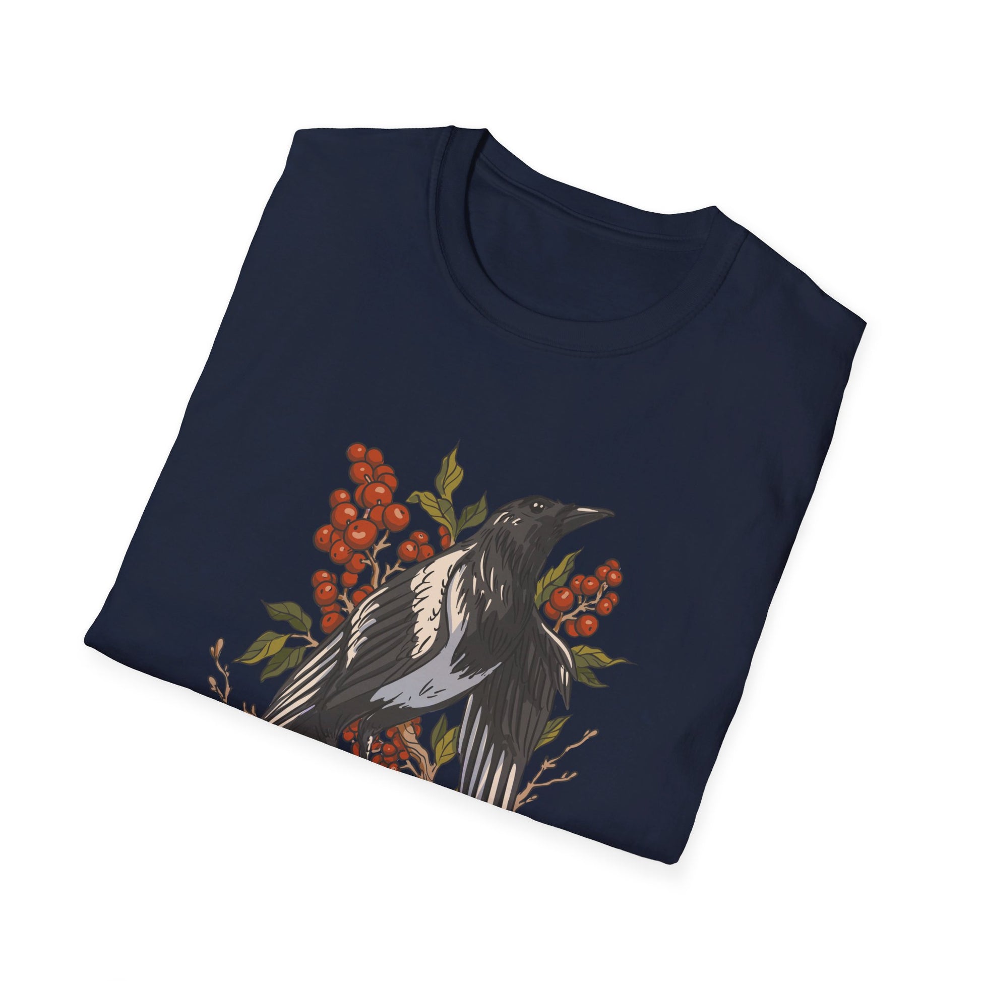 Magpie Berries - Animals In Nature - Front Design - Premium Bio Unisex T-Shirt - Pure Face Streetwear