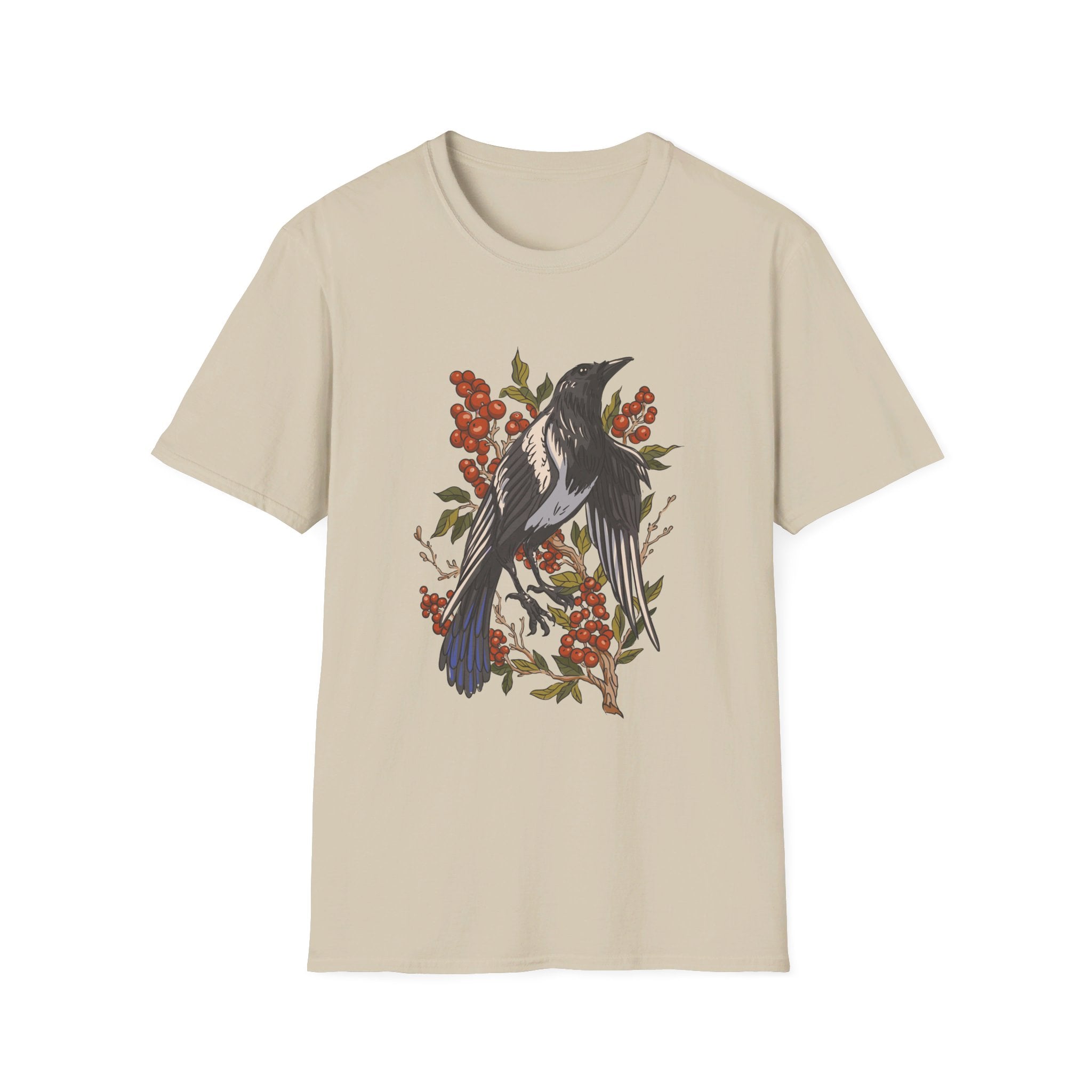 Magpie Berries - Animals In Nature - Front Design - Premium Bio Unisex T-Shirt - Pure Face Streetwear