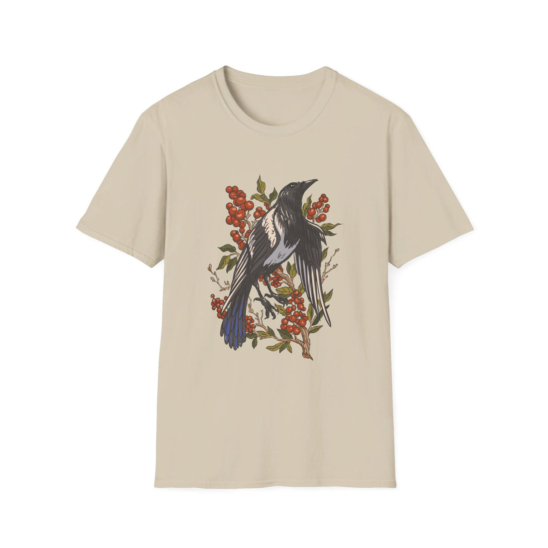 Magpie Berries - Animals In Nature - Front Design - Premium Bio Unisex T-Shirt - Pure Face Streetwear