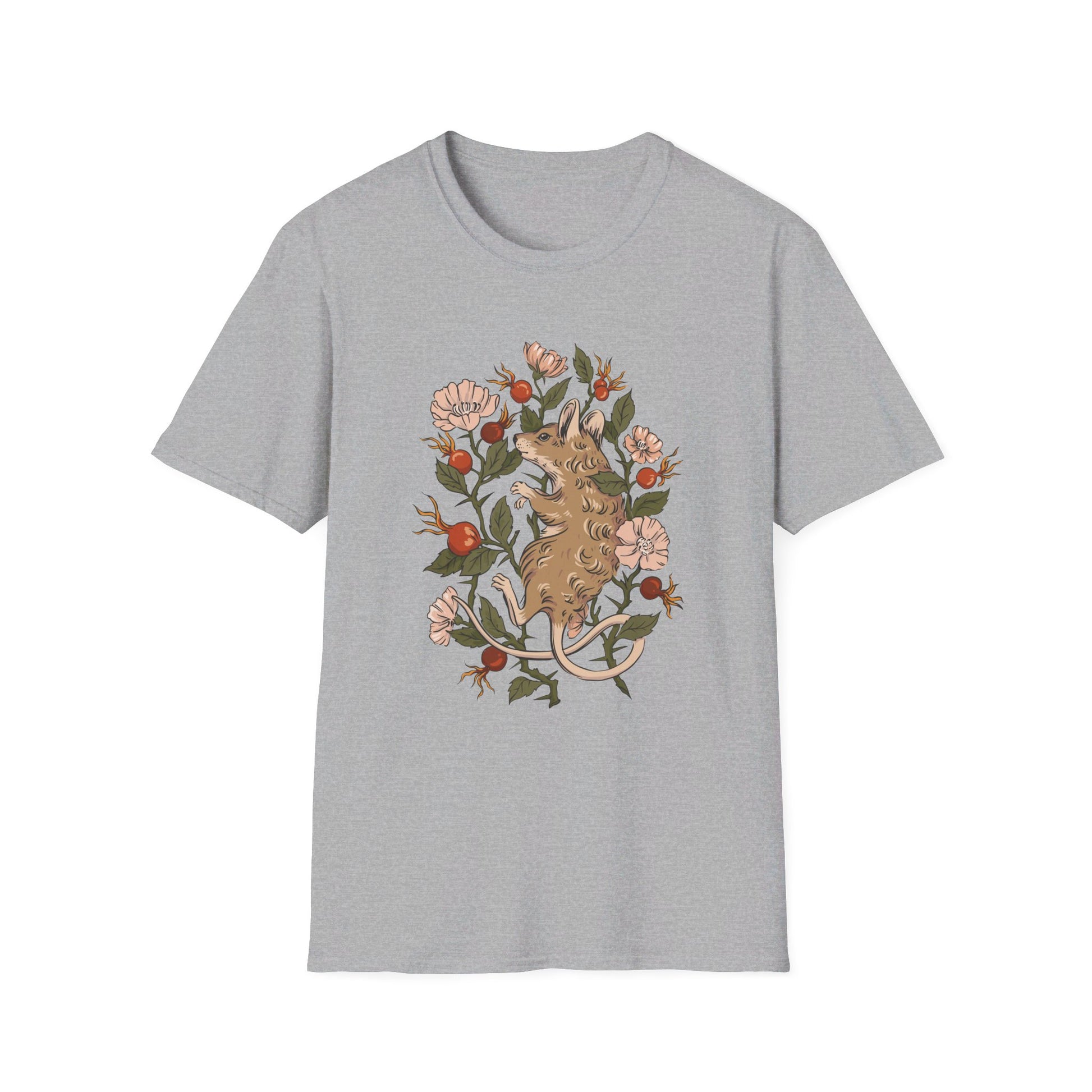 Mouse Rosehip - Animals In Nature - Front Design - Premium Bio Unisex T-Shirt - Pure Face Streetwear