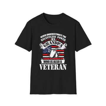 Never underestimate the relentless Power of a Grandpa who is also a Veteran - Veteran - Front Design - Premium Bio Unisex T-Shirt