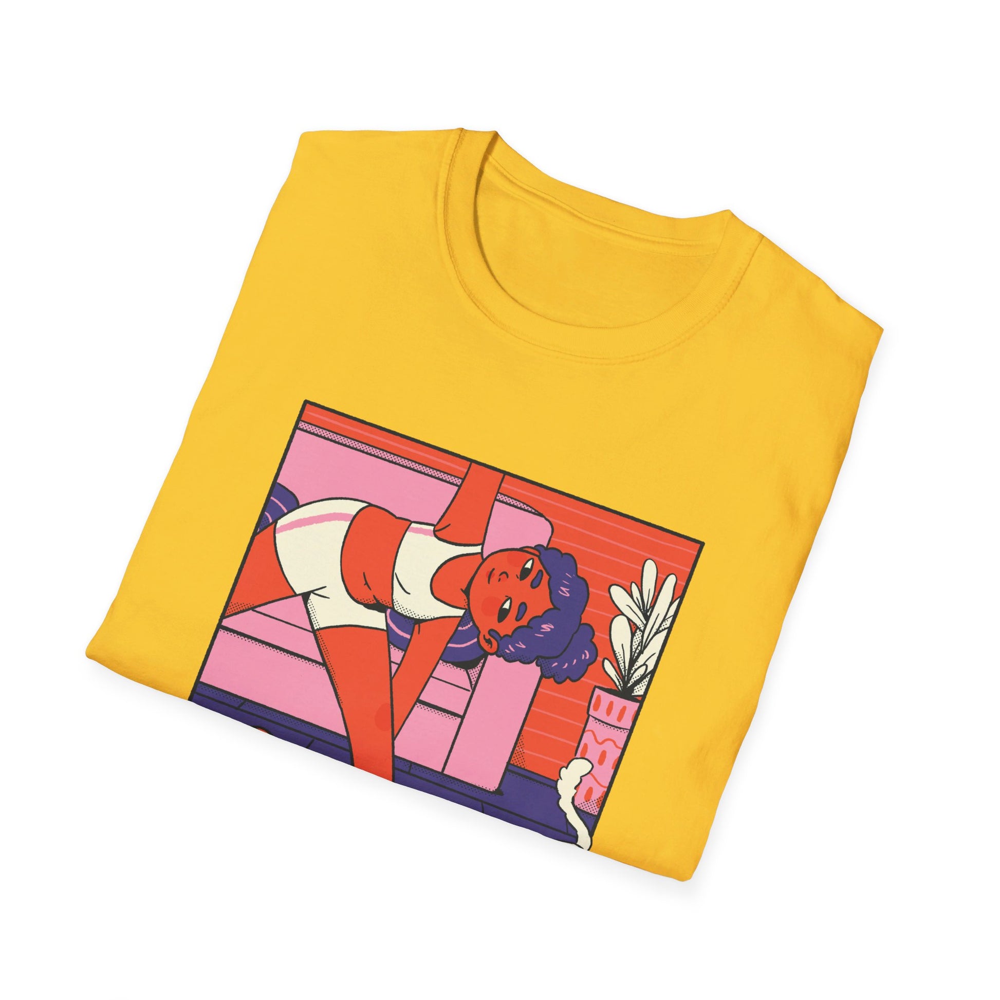 Girl doing Yoga with Cat - Cozy at Home - Front Design - Premium Bio Unisex T-Shirt - Pure Face Streetwear