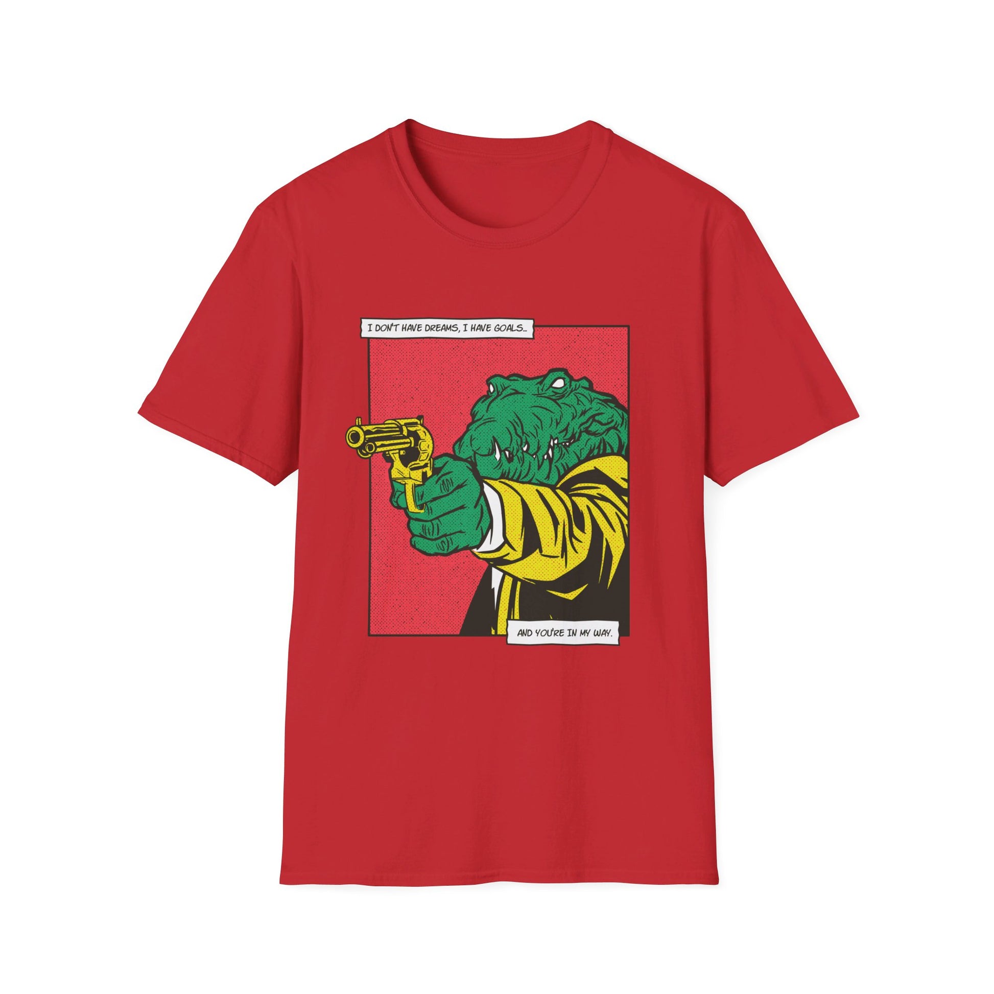 Alligator with Gun - Comic Mafia - Front Design - Premium Bio Unisex T-Shirt - Pure Face Streetwear