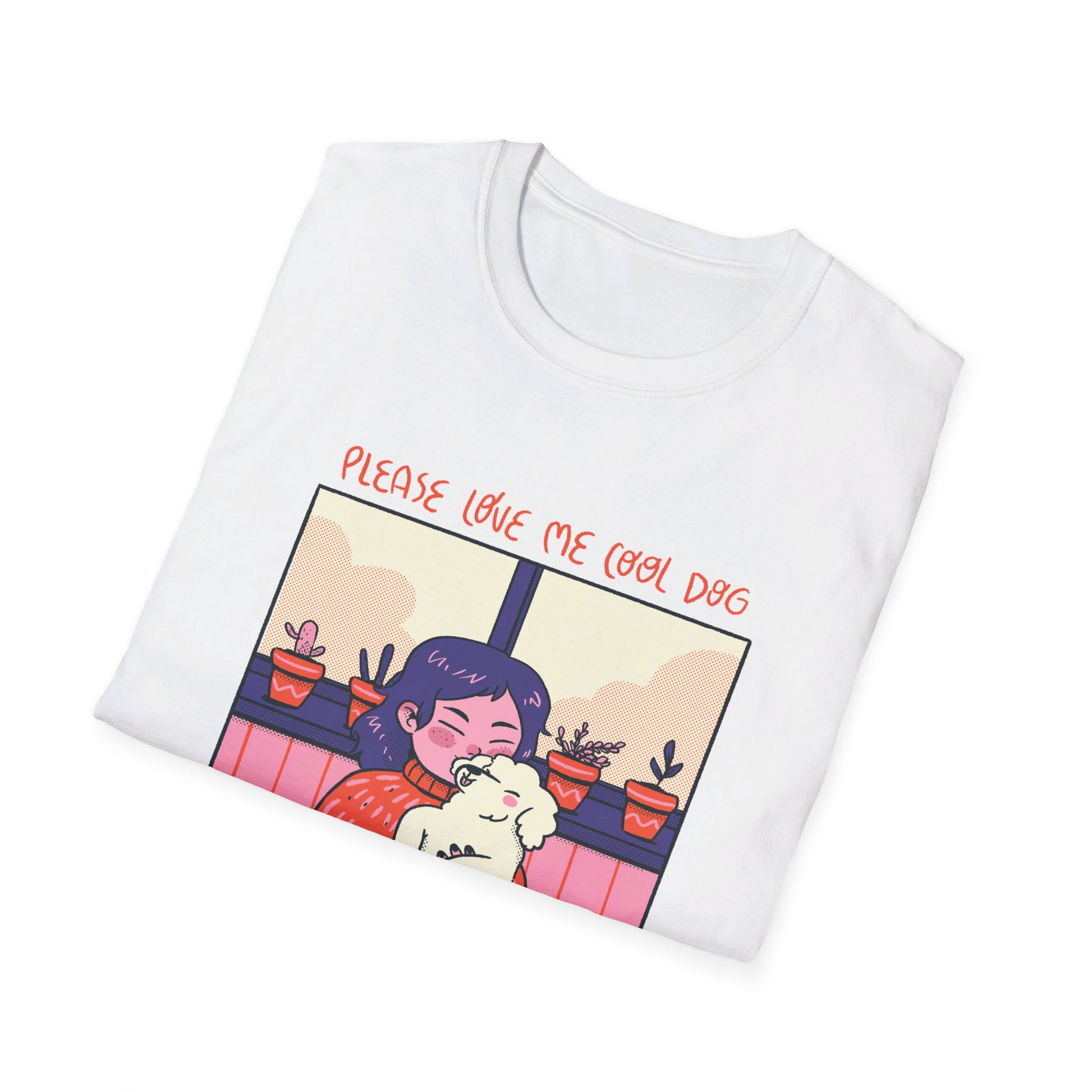 Girl and Dog cozy - Cozy at Home - Front Design - Premium Bio Unisex T-Shirt - Pure Face Streetwear