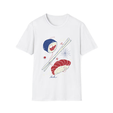 Sushi Japanese - Retro Doodled Food - Unisex T-Shirt