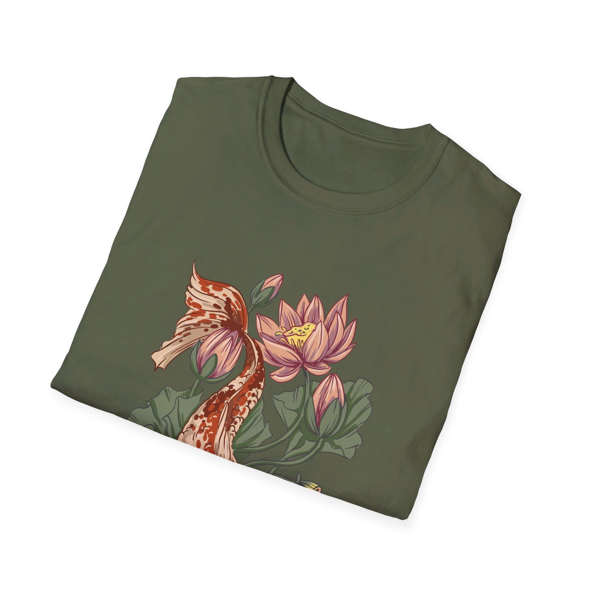 Koi Lotus - Animals In Nature - Front Design - Premium Bio Unisex T-Shirt - Pure Face Streetwear