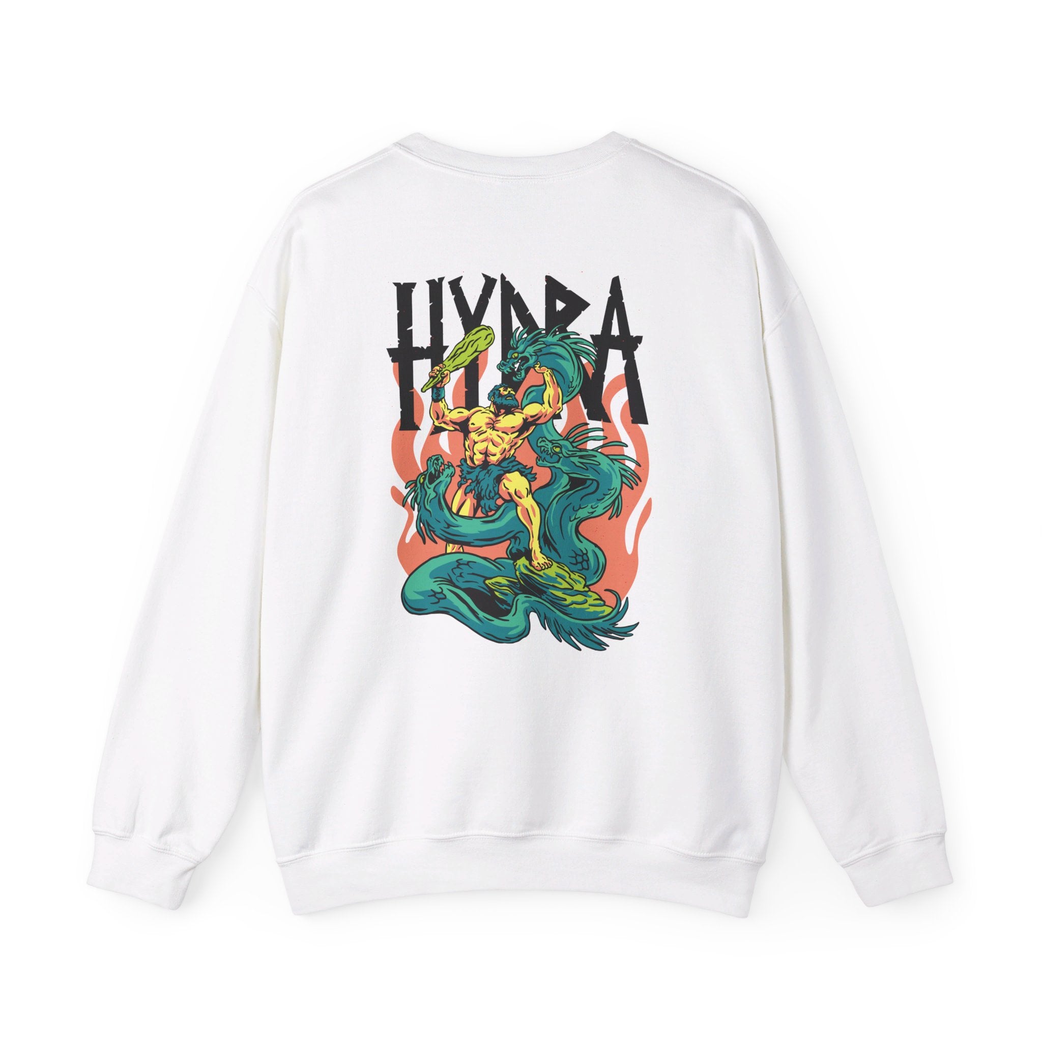 Hydra - Greek Mythology - Back Design - Premium Unisex Heavy Blend™ Crewneck Sweatshirt