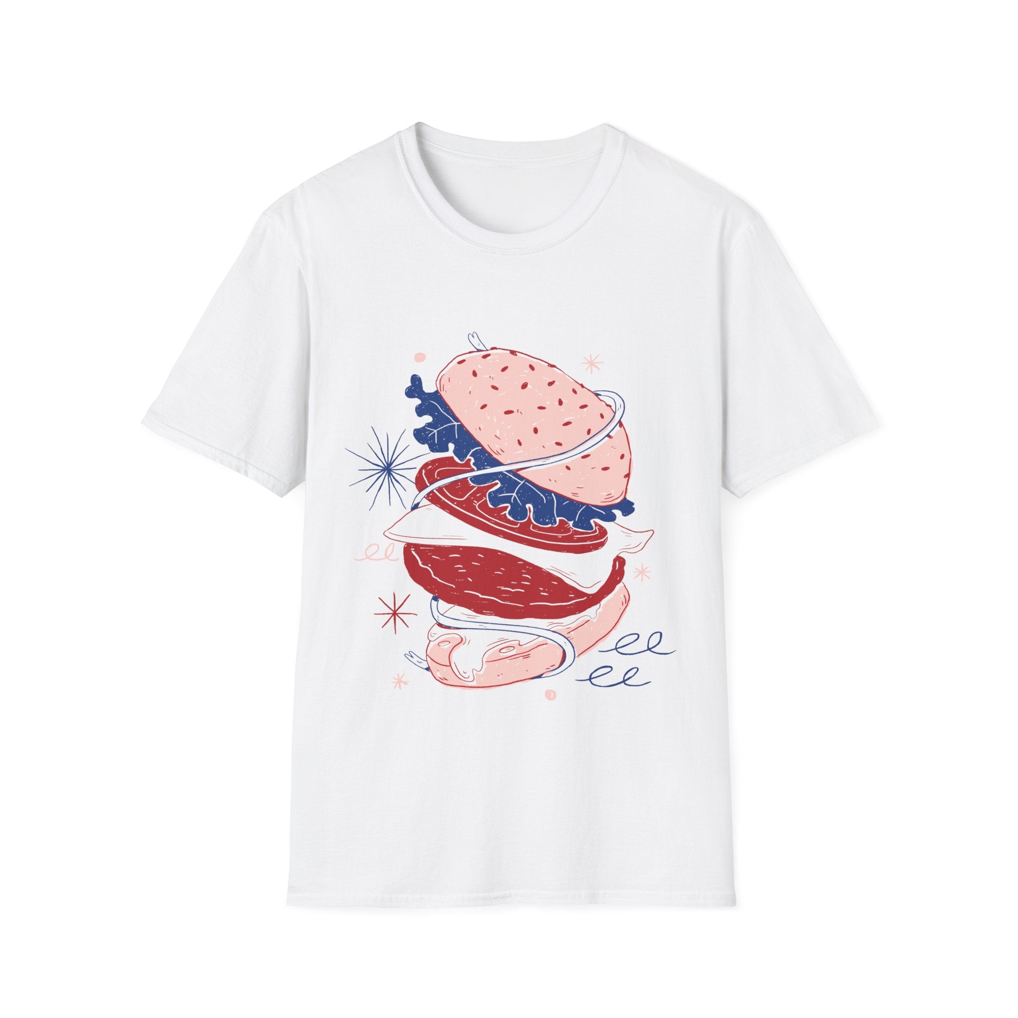 Hamburger - Retro Doodled Food - Unisex T-Shirt