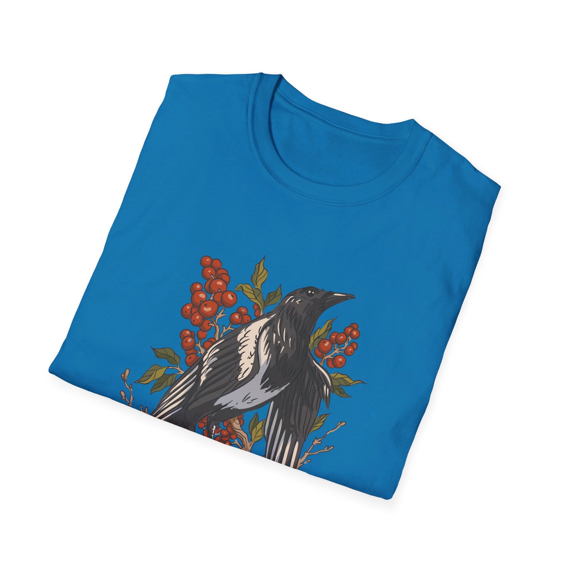 Magpie Berries - Animals In Nature - Front Design - Premium Bio Unisex T-Shirt - Pure Face Streetwear