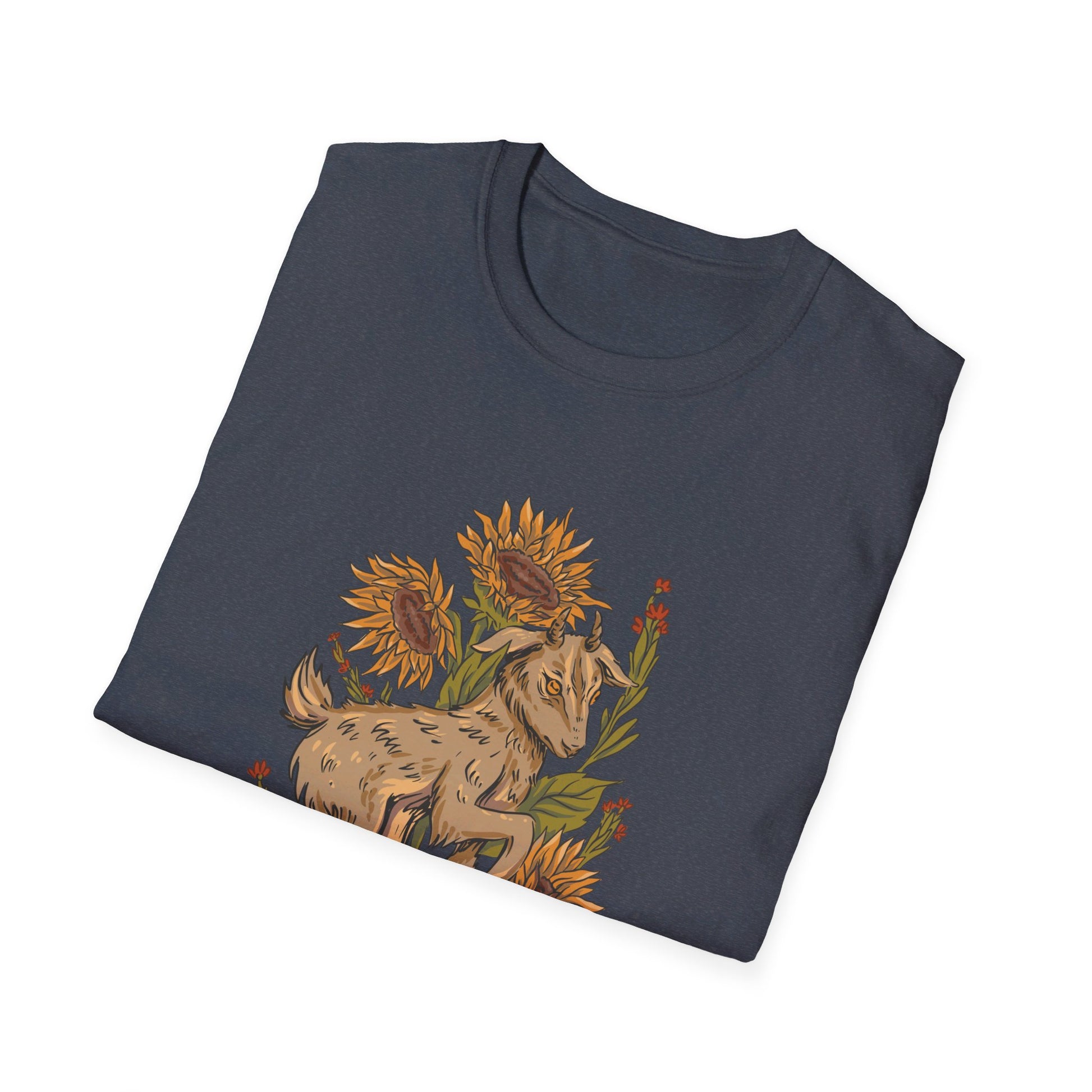 Baby Goat Sunnflowers - Animals In Nature - Front Design - Premium Bio Unisex T-Shirt - Pure Face Streetwear