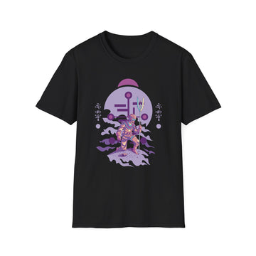 Humanoid Alien kneeling with staff and helmet - Alien Warrior - Unisex T-Shirt