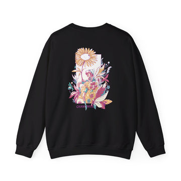 Chamomile - Flowers with Fairies - Back Design - Premium Unisex Heavy Blend™ Crewneck Sweatshirt