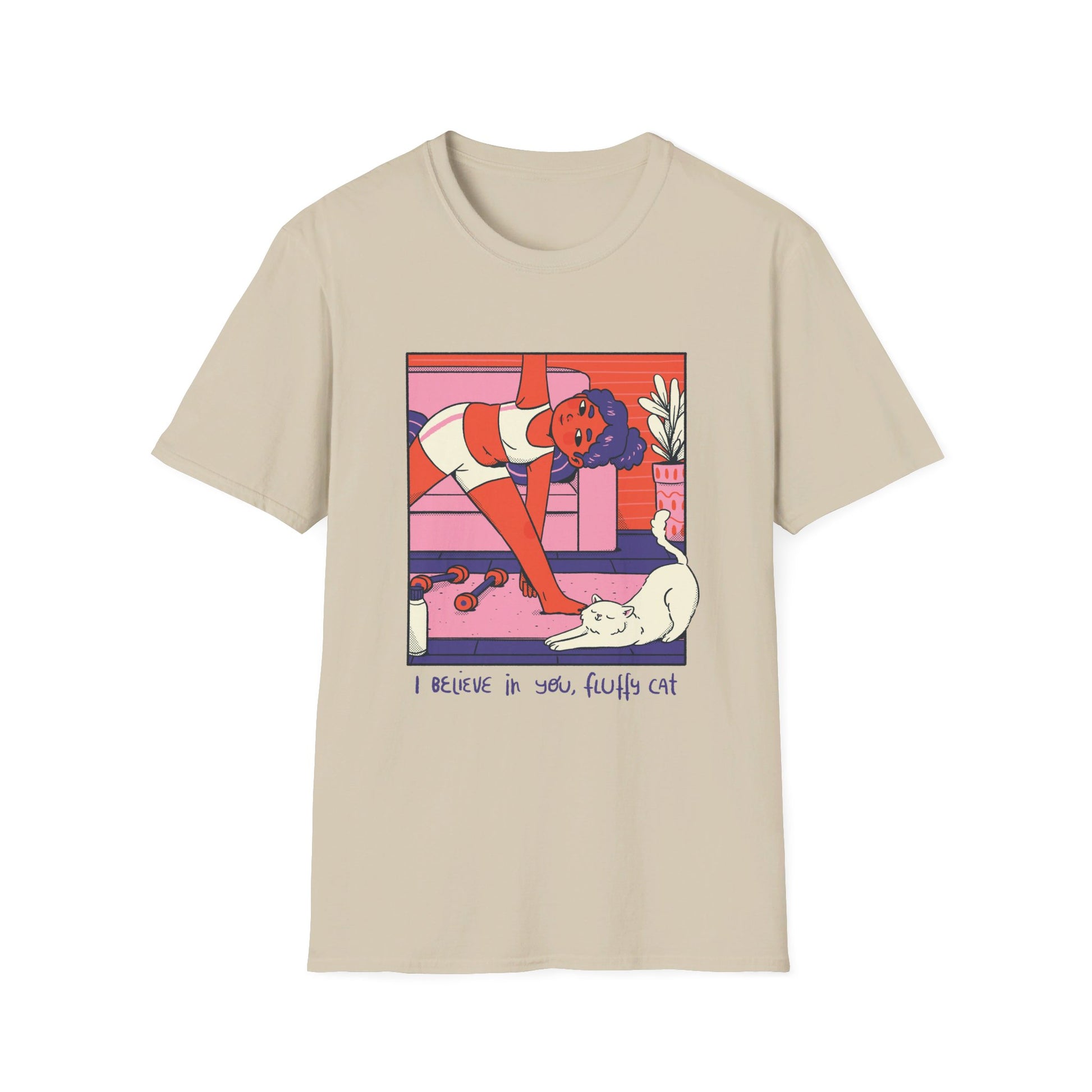 Girl doing Yoga with Cat - Cozy at Home - Front Design - Premium Bio Unisex T-Shirt - Pure Face Streetwear