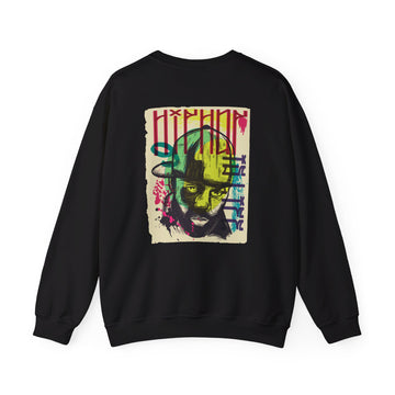 Raper Man - Urban Graffiti - Back Design - Premium Unisex Heavy Blend™ Crewneck Sweatshirt