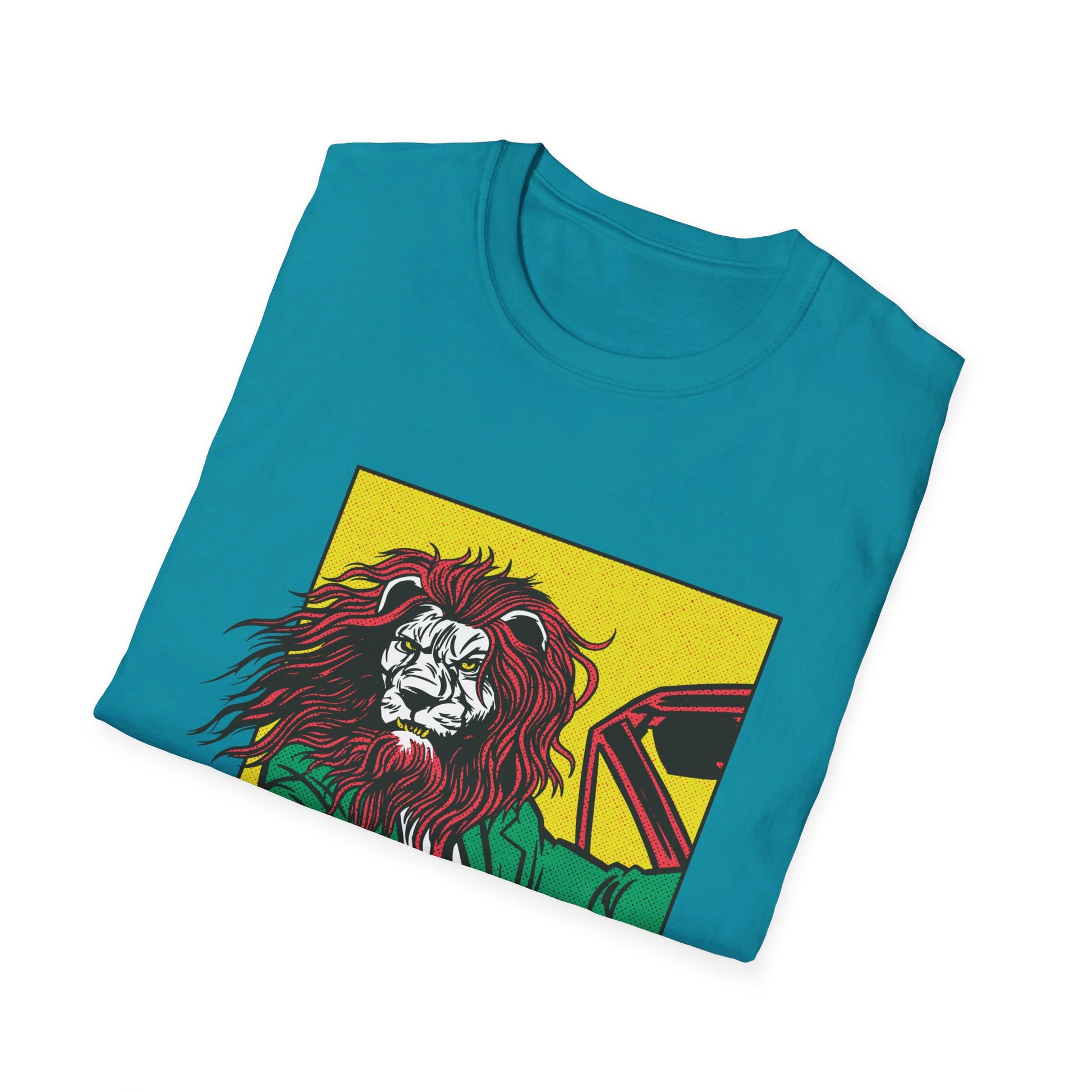 Lion Gangster driving - Comic Mafia - Front Design - Premium Bio Unisex T-Shirt - Pure Face Streetwear