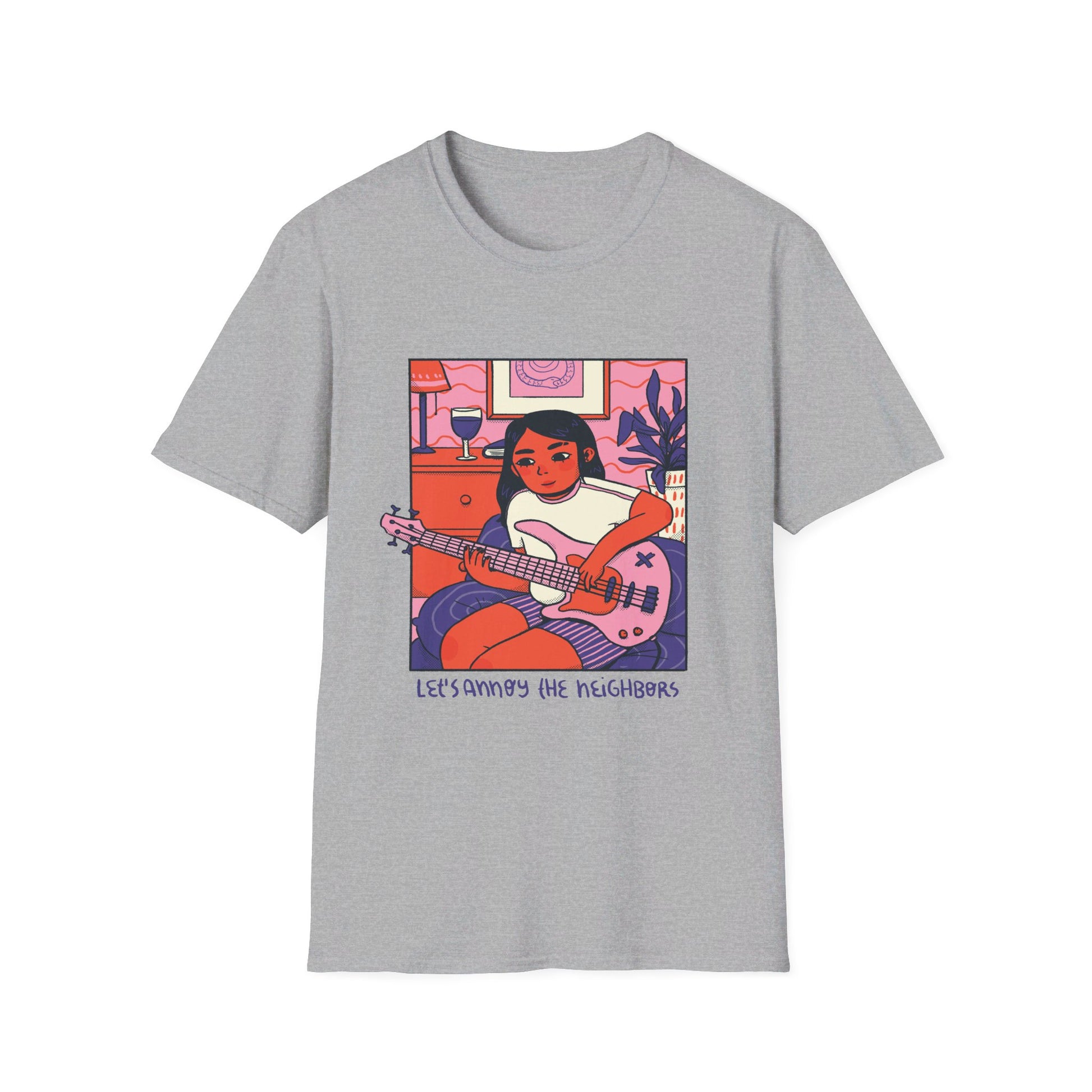 Girl playing Gitarre - Cozy at Home - Front Design - Premium Bio Unisex T-Shirt - Pure Face Streetwear