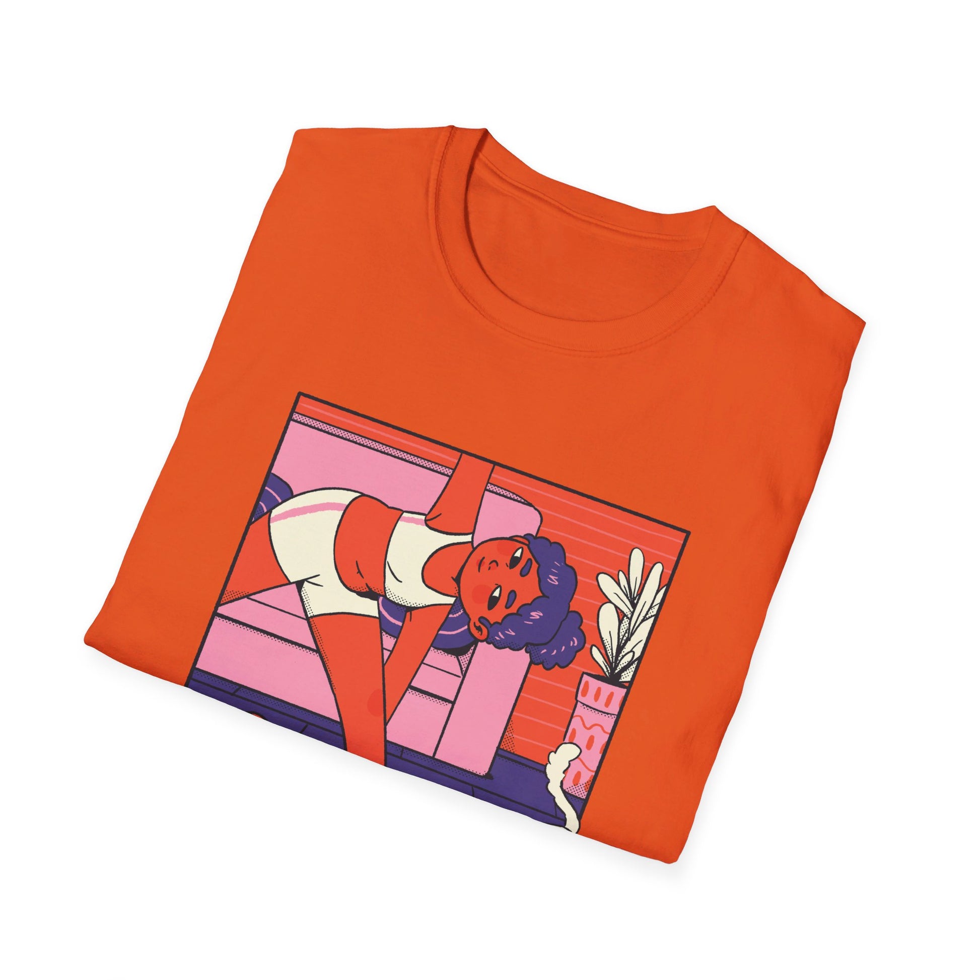 Girl doing Yoga with Cat - Cozy at Home - Front Design - Premium Bio Unisex T-Shirt - Pure Face Streetwear