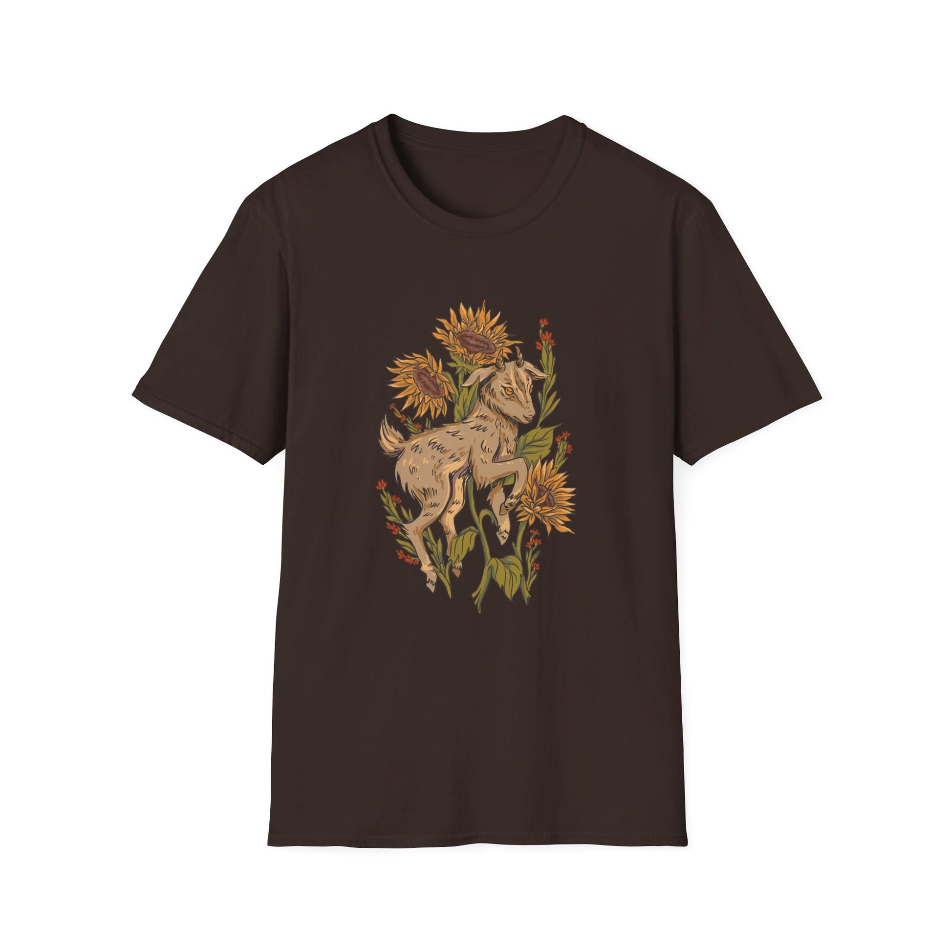 Baby Goat Sunnflowers - Animals In Nature - Front Design - Premium Bio Unisex T-Shirt - Pure Face Streetwear