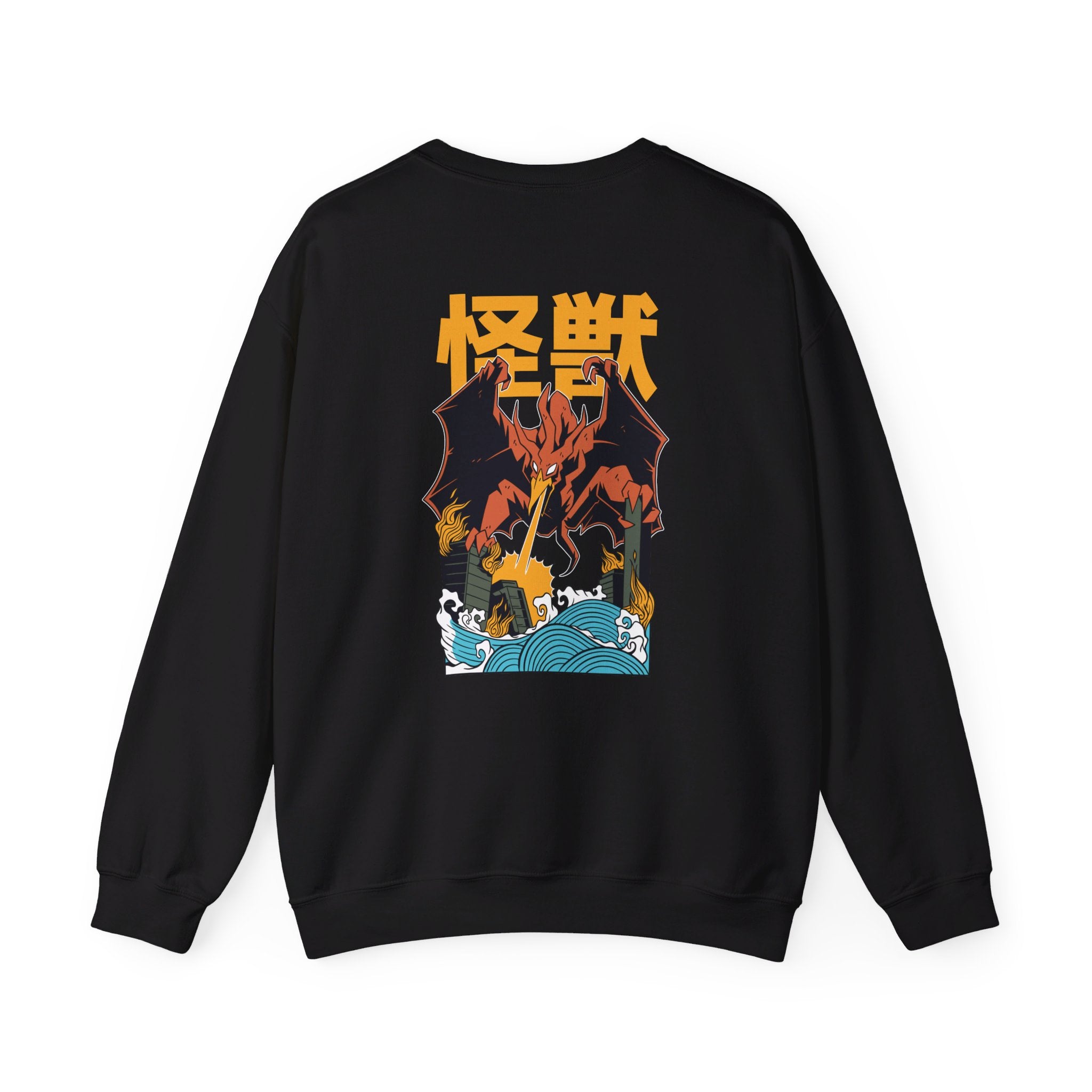 Fire Dragon - Kaiju Monster - Back Design - Premium Unisex Heavy Blend™ Crewneck Sweatshirt