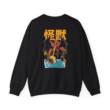 Fire Dragon - Kaiju Monster - Back Design - Premium Unisex Heavy Blend™ Crewneck Sweatshirt