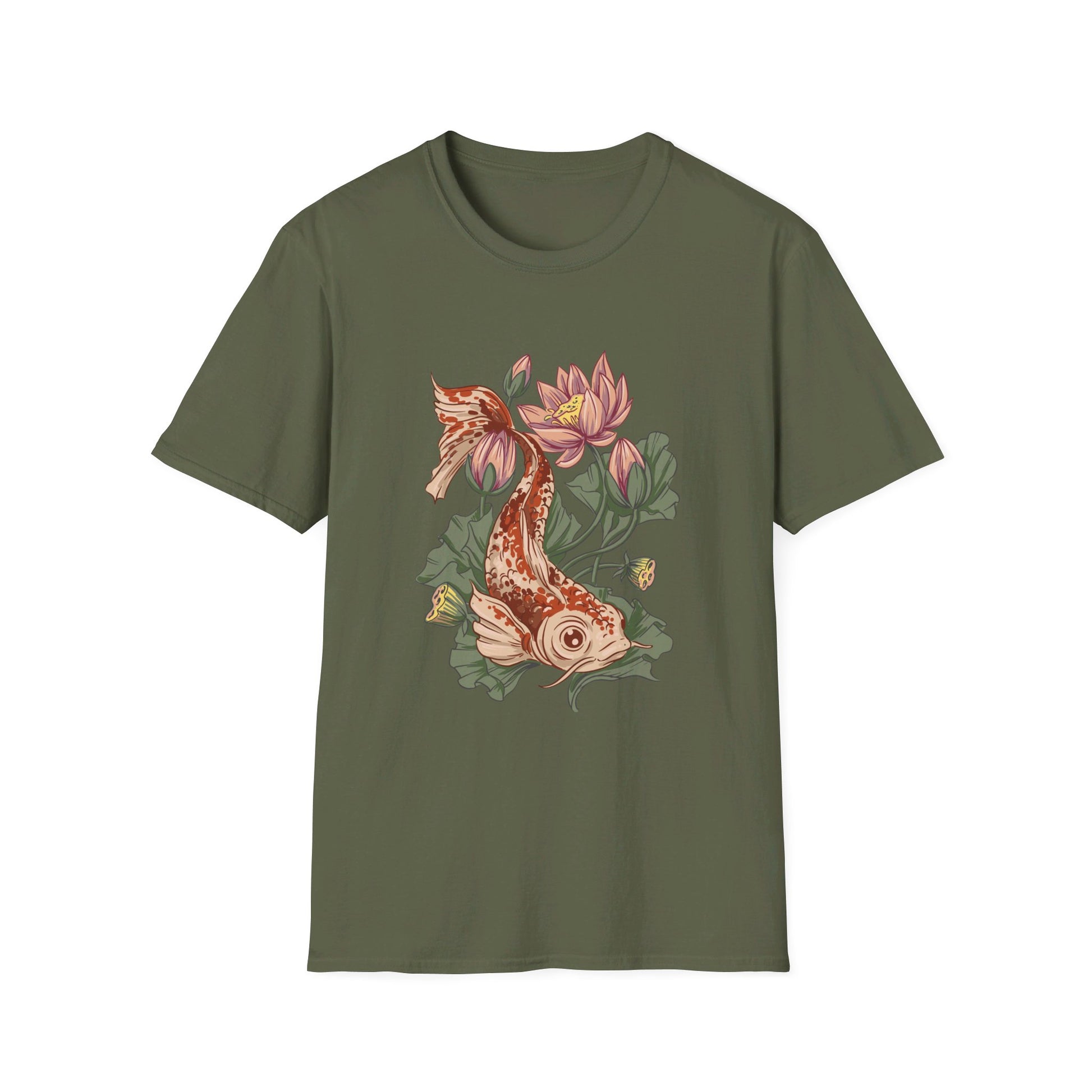 Koi Lotus - Animals In Nature - Front Design - Premium Bio Unisex T-Shirt - Pure Face Streetwear