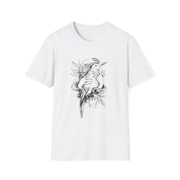 Bird in Female Hands - Hand Drawn Dark Gothic - Unisex T-Shirt