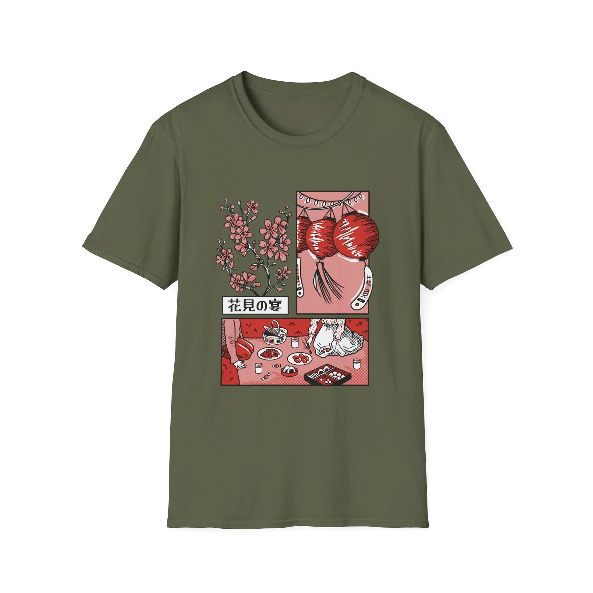 Japanese Cherry Blossom Picnic - Slice Of Life - Front Design - Premium Bio Unisex T-Shirt - Pure Face Streetwear