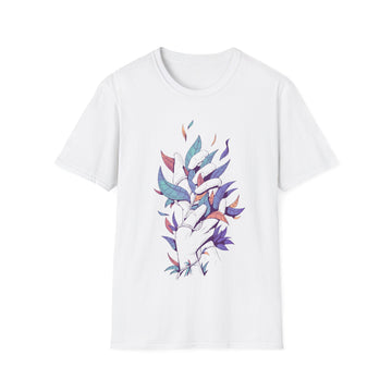 Hands holding Leaves - Floral Hands - Unisex T-Shirt