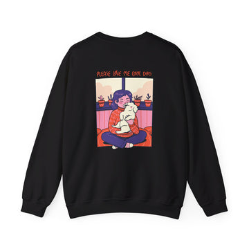 Girl and Dog cozy - Cozy at Home - Back Design - Premium Unisex Heavy Blend™ Crewneck Sweatshirt