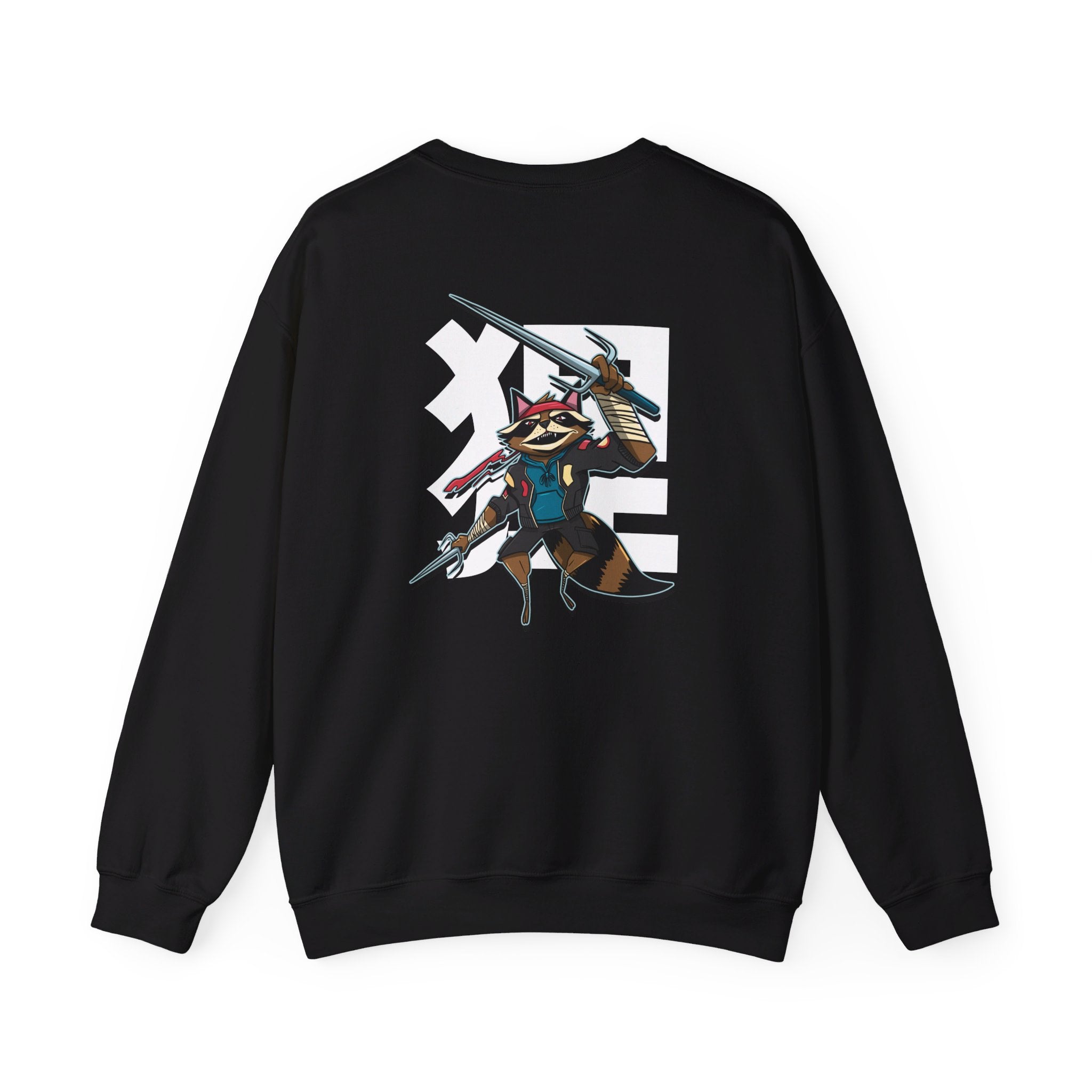 Racoon - Warrior Animals - Back Design - Premium Unisex Heavy Blend™ Crewneck Sweatshirt