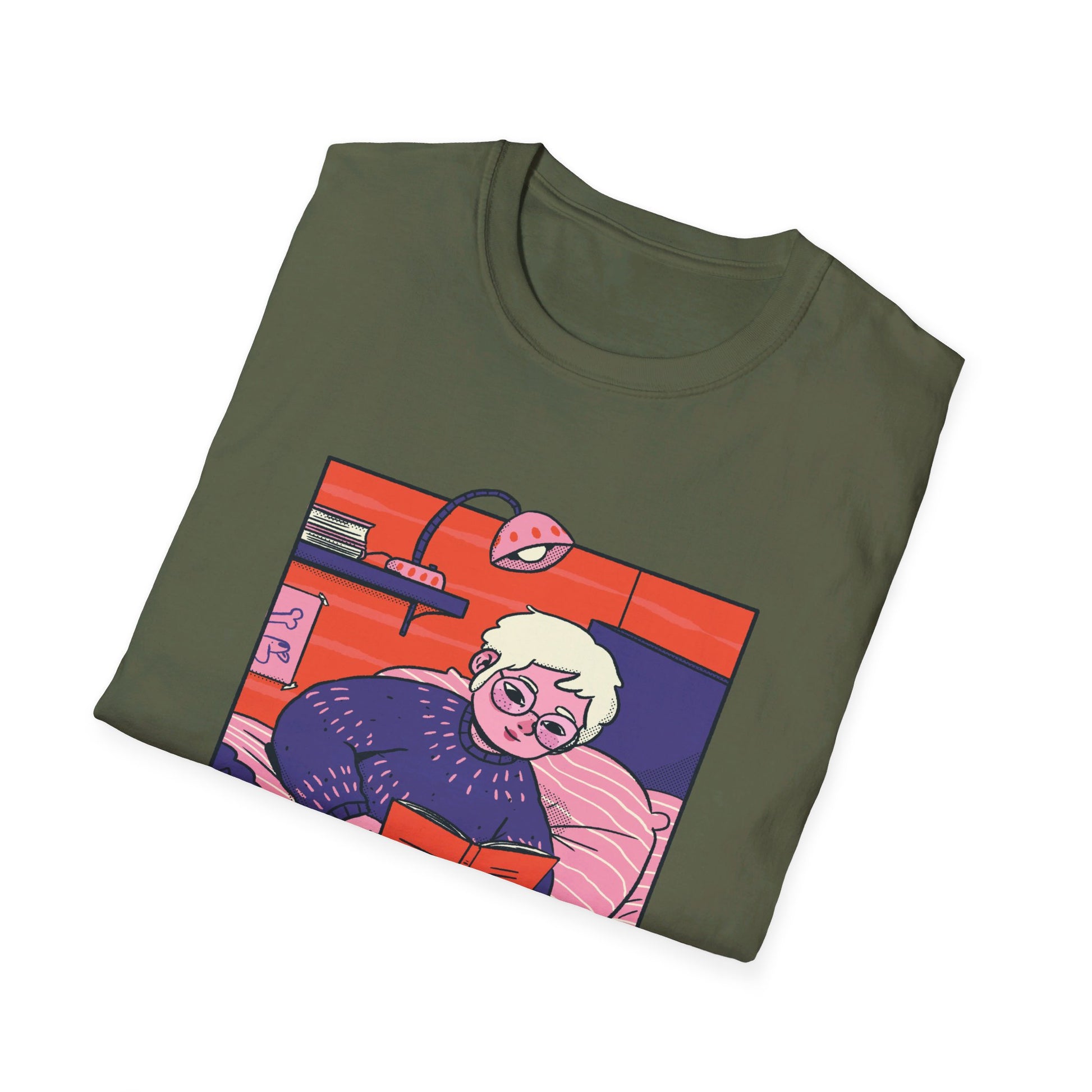 Girl reading book - Cozy at Home - Front Design - Premium Bio Unisex T-Shirt - Pure Face Streetwear