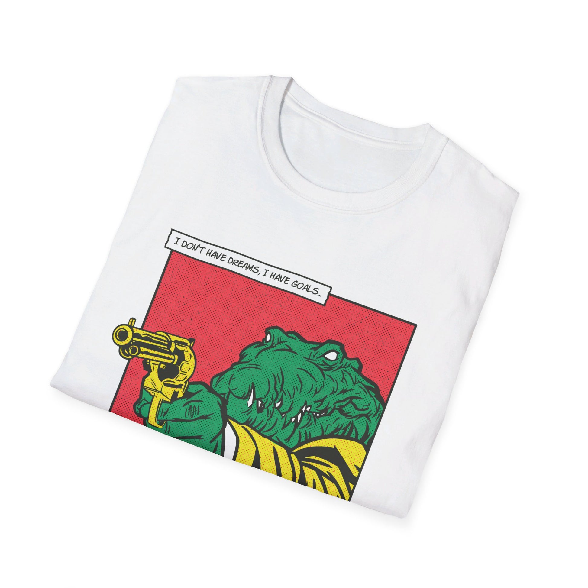 Alligator with Gun - Comic Mafia - Front Design - Premium Bio Unisex T-Shirt - Pure Face Streetwear