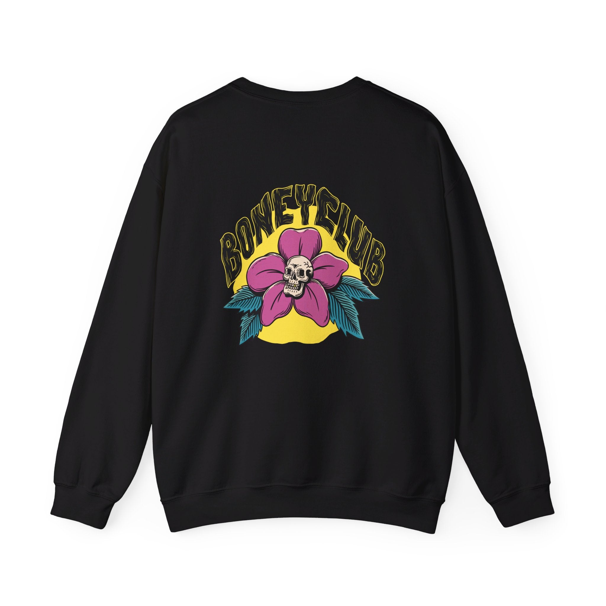 Boneyclub Skull Flower - Summer Skulls - Back Design - Premium Unisex Heavy Blend™ Crewneck Sweatshirt